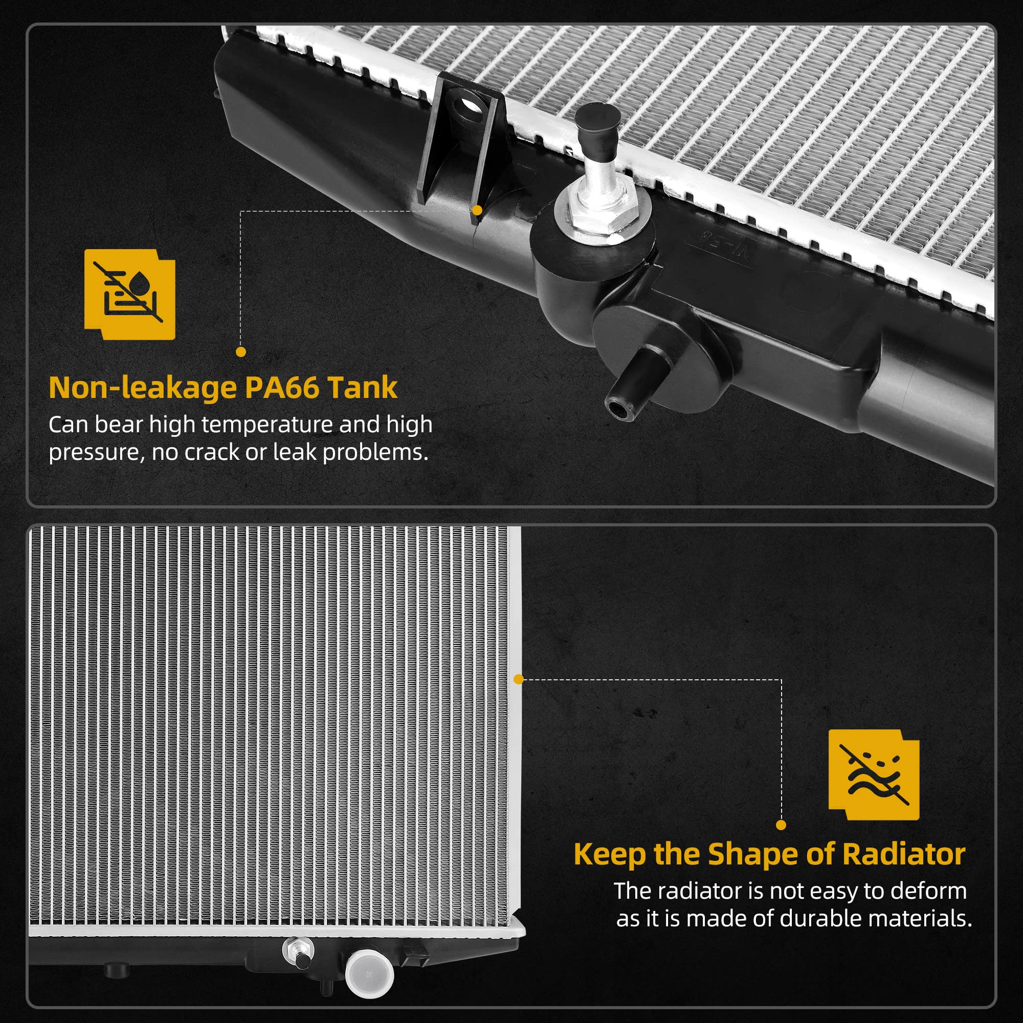 Dwvo Complete Radiator Compatible With 1998-2015 Frontier 2.4L, Compatible With 1999-2004 Frontier 3.3L, Compatible With 2000-20