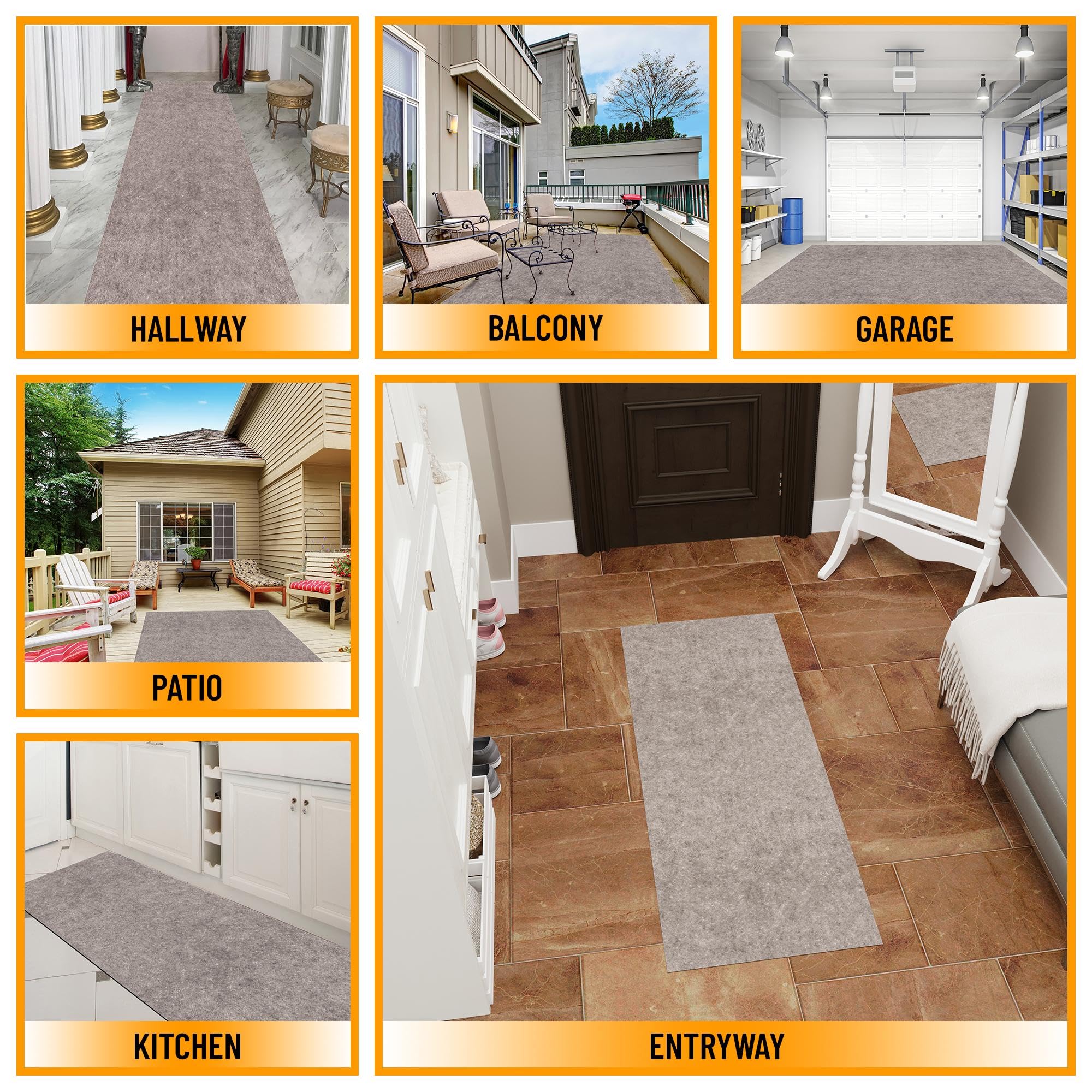 Ottomanson Solid Design Non-Slip Rubberback 3X7 Indoor/Outdoor Runner Rug For Hallway, Kitchen, Living Room, Garage, Patio, 3' X