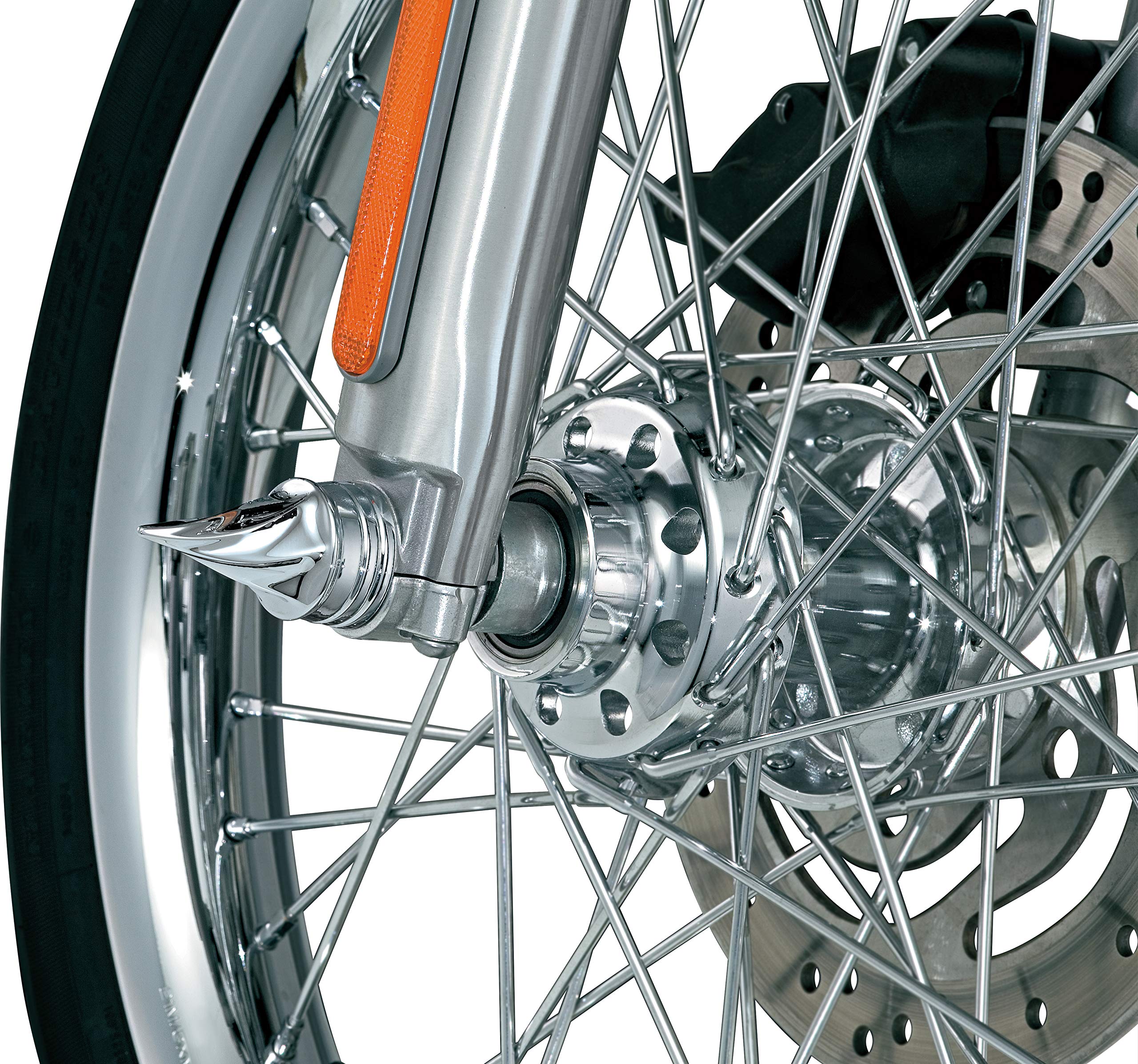 Kuryakyn 1217 Motorcycle Accent Accessory: Front End Twisted Axle Caps For 1980-2006 Harley-Davidson Motorcycles, Chrome, 1 Pair