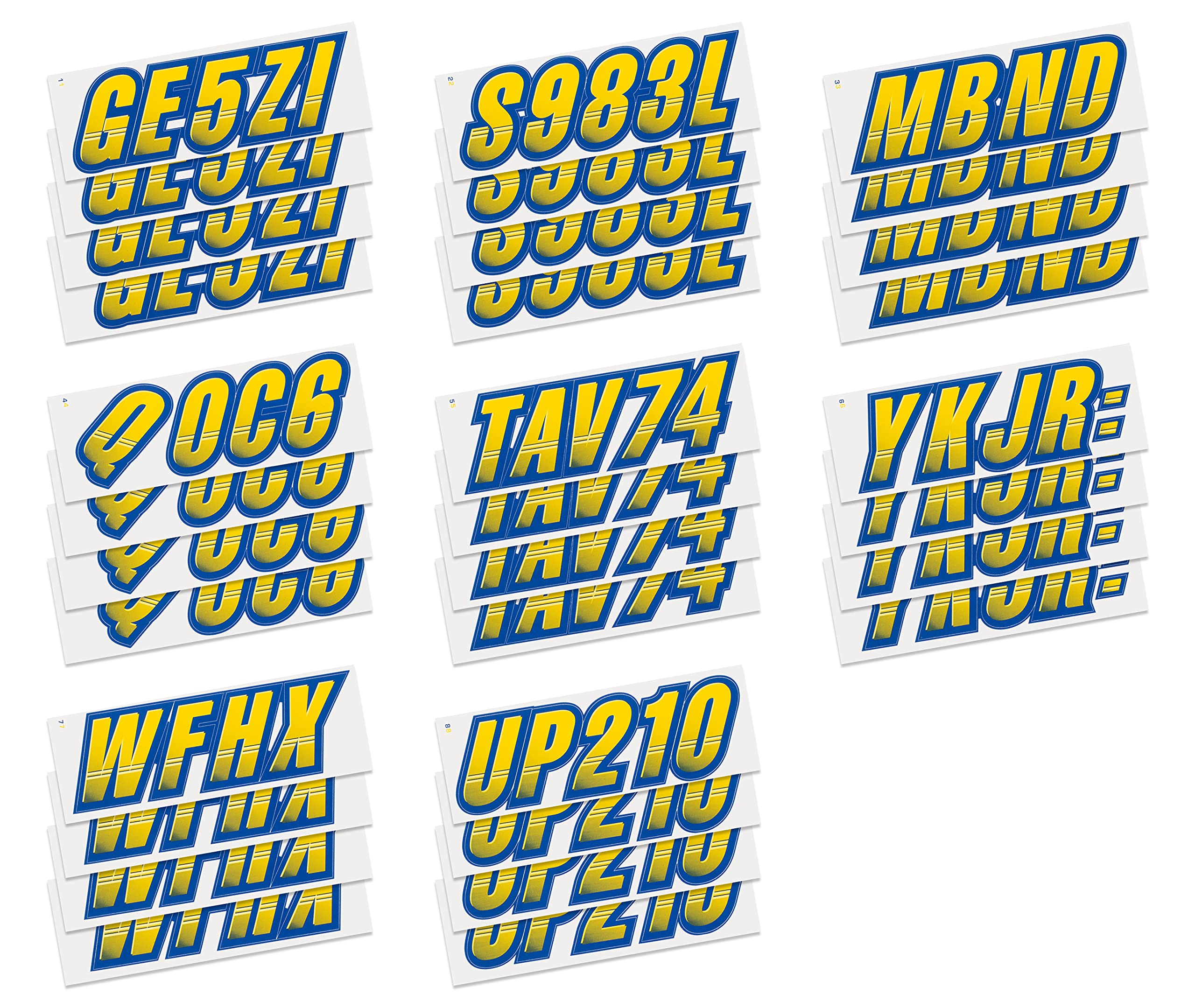 Stiffie Techtron Yellow/Navy 3 '' Boat & Pwc Registration Decals  Numbers Letters Stickers
