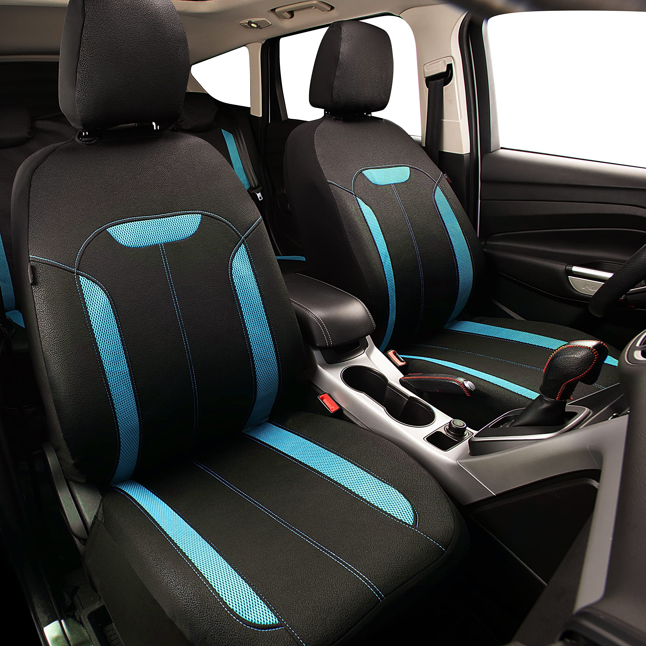 Car Pass 3D Air Mesh & Cloth Leather Grain Breathable Car Seat Covers Full Set, Universal Fit For 95% Automotive Suv Truck Sedan Van, 3 Zipper Rear Bench Armrest Airbag Compatible Sports, Black Mint