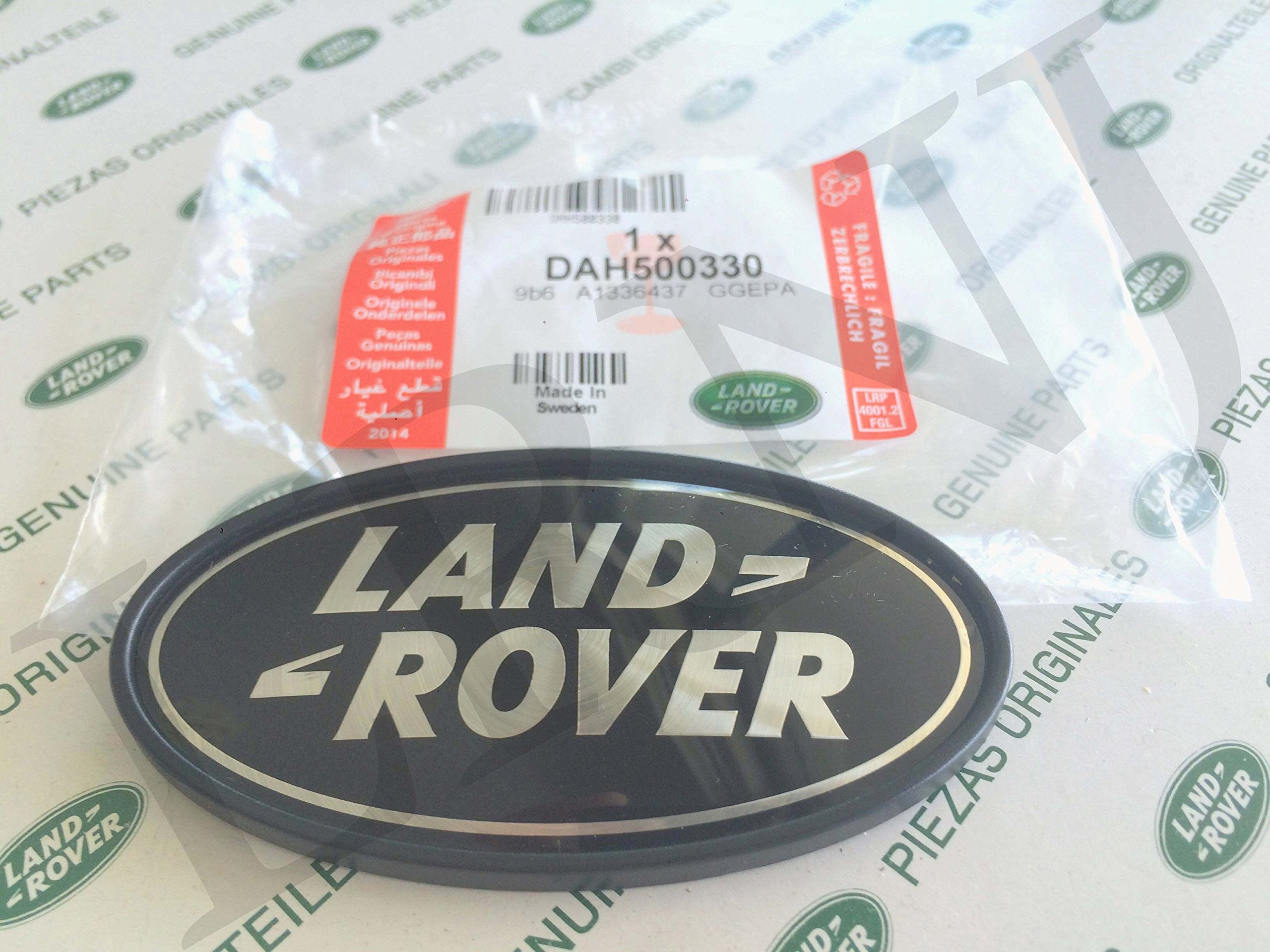 Land Rover Rear Body Oval Badge - Black On Silver - Genuine Part# Dah500330 By Land Rover
