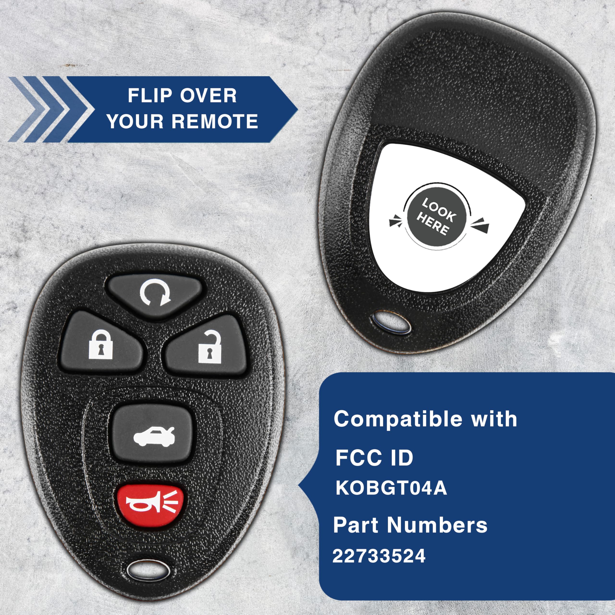Keylessoption Keyless Entry Remote Start Control Car Key Fob Replacement For 22733524 (Pack Of 2)