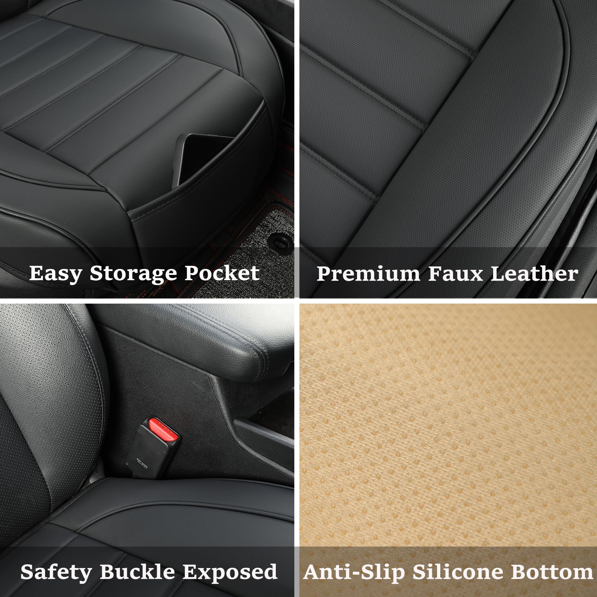 Vankerful 1 Pack Leather Front Car Seat Covers,Bottom Seat Covers for Cars,Driver Car Seat Cushion Cover,Luxury Seat Protectors,