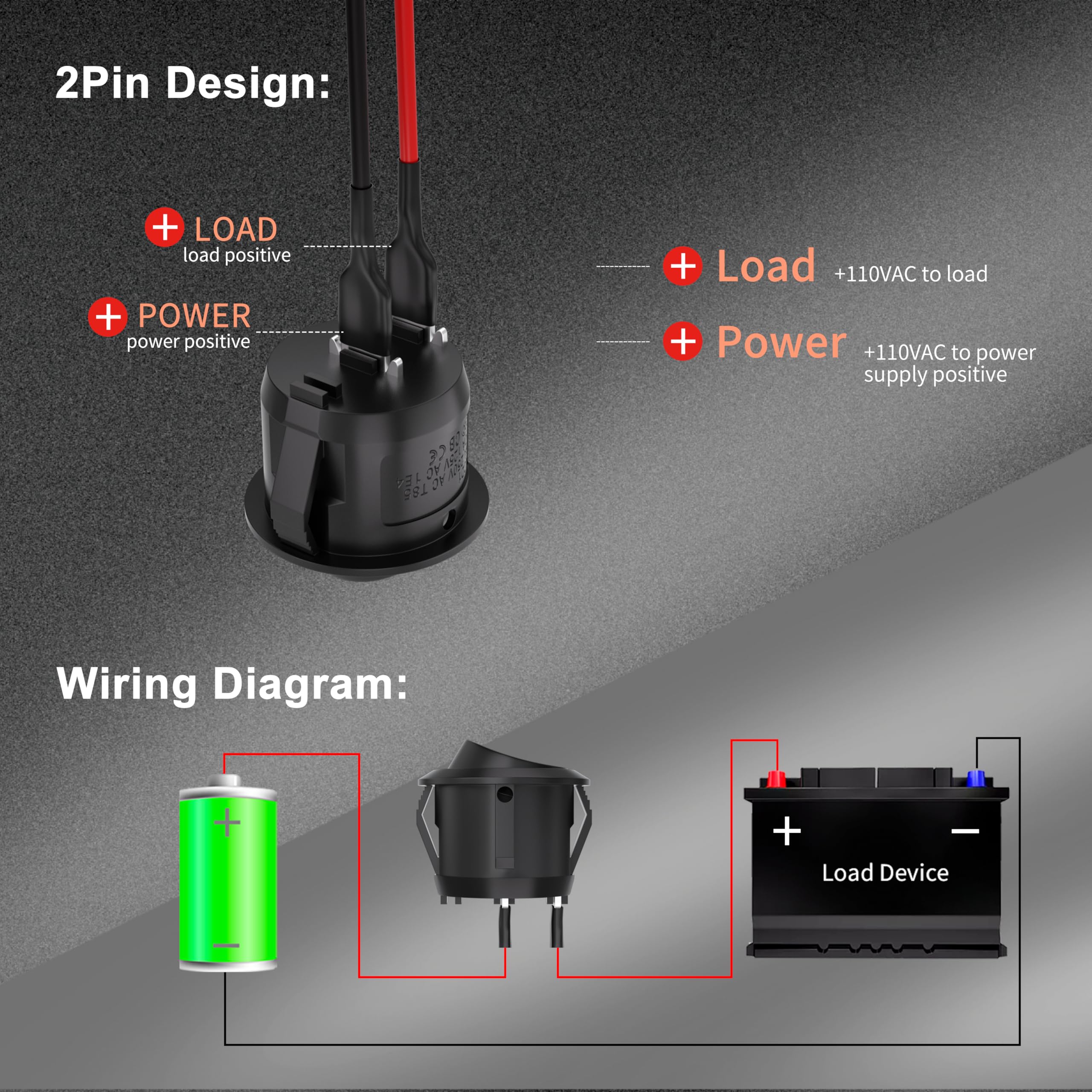 Apiele 5Pcs Rocker Switch On Off Kcd1 Mini Round Toggle Switch Spst 2Pin Snap-In Design Car Boat Automotive With Wires Pre-Wired Ac 6A/250V 10A/125V 12Vdc