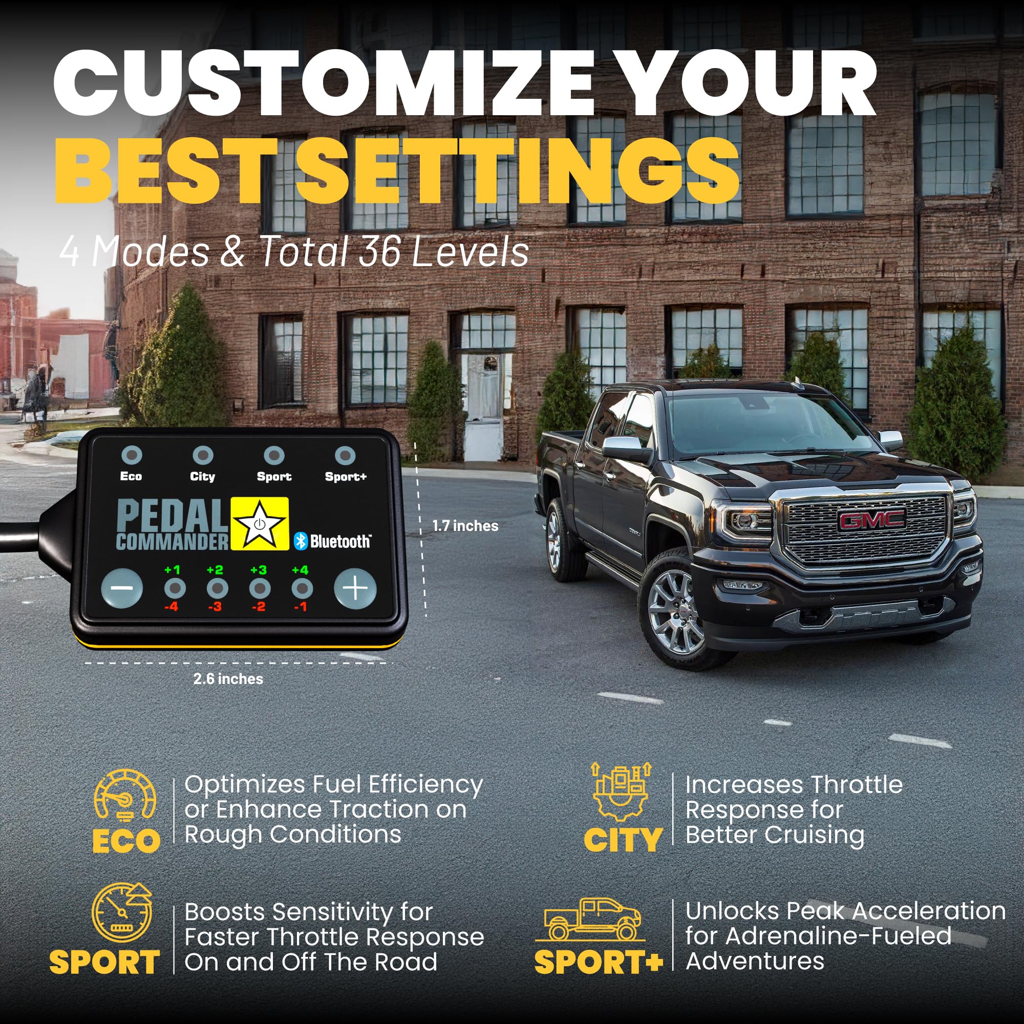 Pedal Commander For Gmc Sierra 2007-2018 Throttle Response Controller Fits: 1500, 2500Hd, 3500Hd, Base, Sle, Slt, Denali, Gmc Si