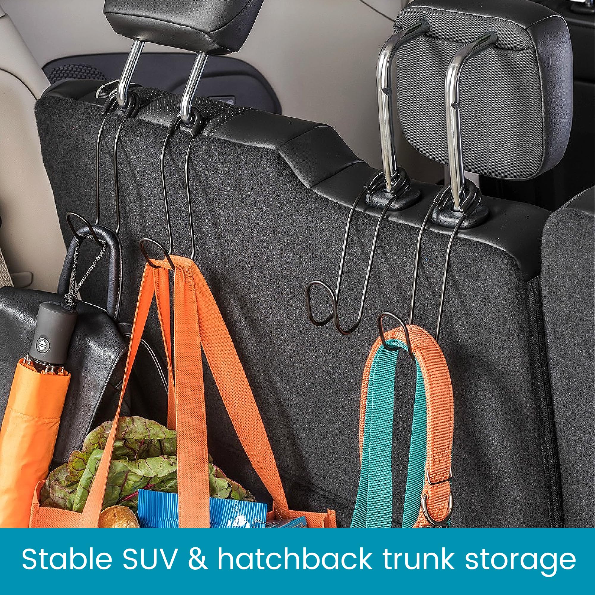 High Road Unbreakable Car Bag Hooks - Large Car Seat Hooks For Purse, Backpack, Coats, Hats And Heavy Bags Up To 40 Lbs - Secure