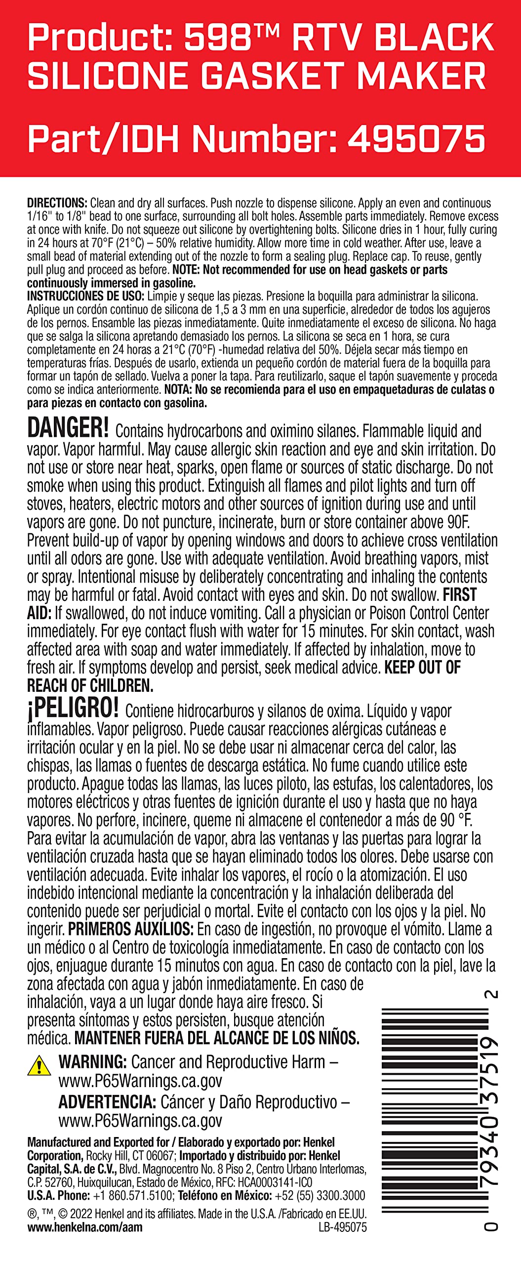 Loctite Si 598 Rtv Black Silicone For Automotive: Sensor-Safe, High-Temperature, Low-Odor, Non-Corrosive, Fast Cure | Black, 8.7