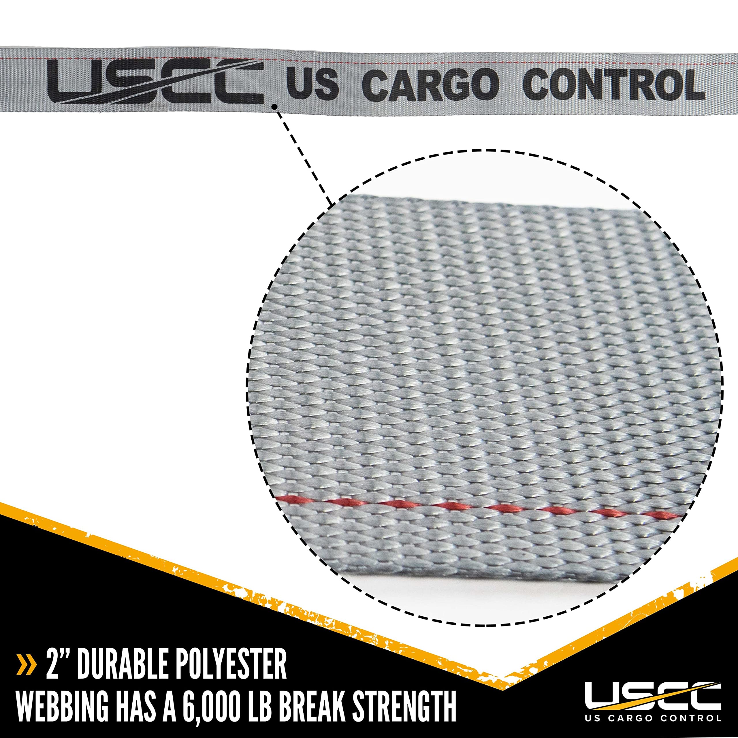 Us Cargo Control E-Track Cam Buckle Straps (10-Pack), 2 Inch X 16 Foot Heavy Duty Gray E-Track Straps With 4 Foot Fixed End And Spring E-Fittings, 833 Lbs. Working Load Limit, Logistic Straps