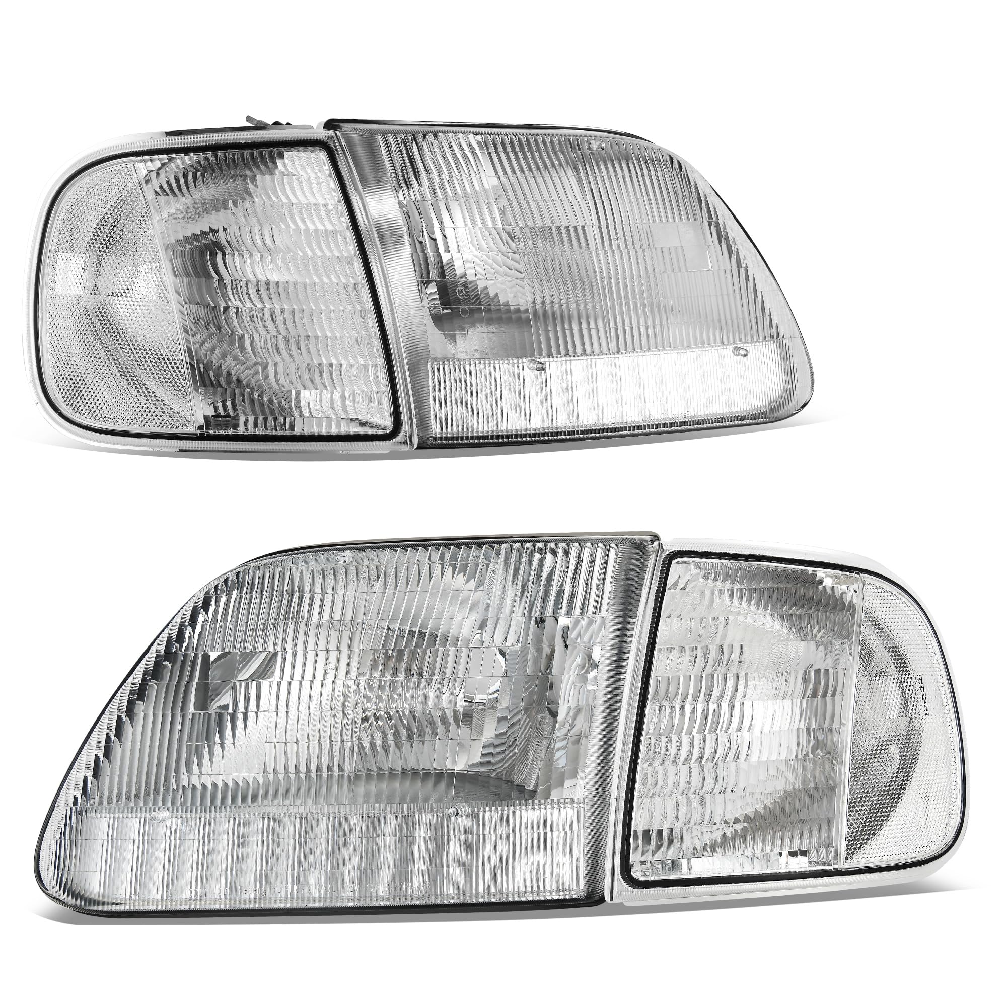 Autosaver88 Headlight Assembly Compatible With 97-03 Ford F-150/97-02 Ford Expedition Pickup Headlamp Replacement Chrome Housing Clear Lens