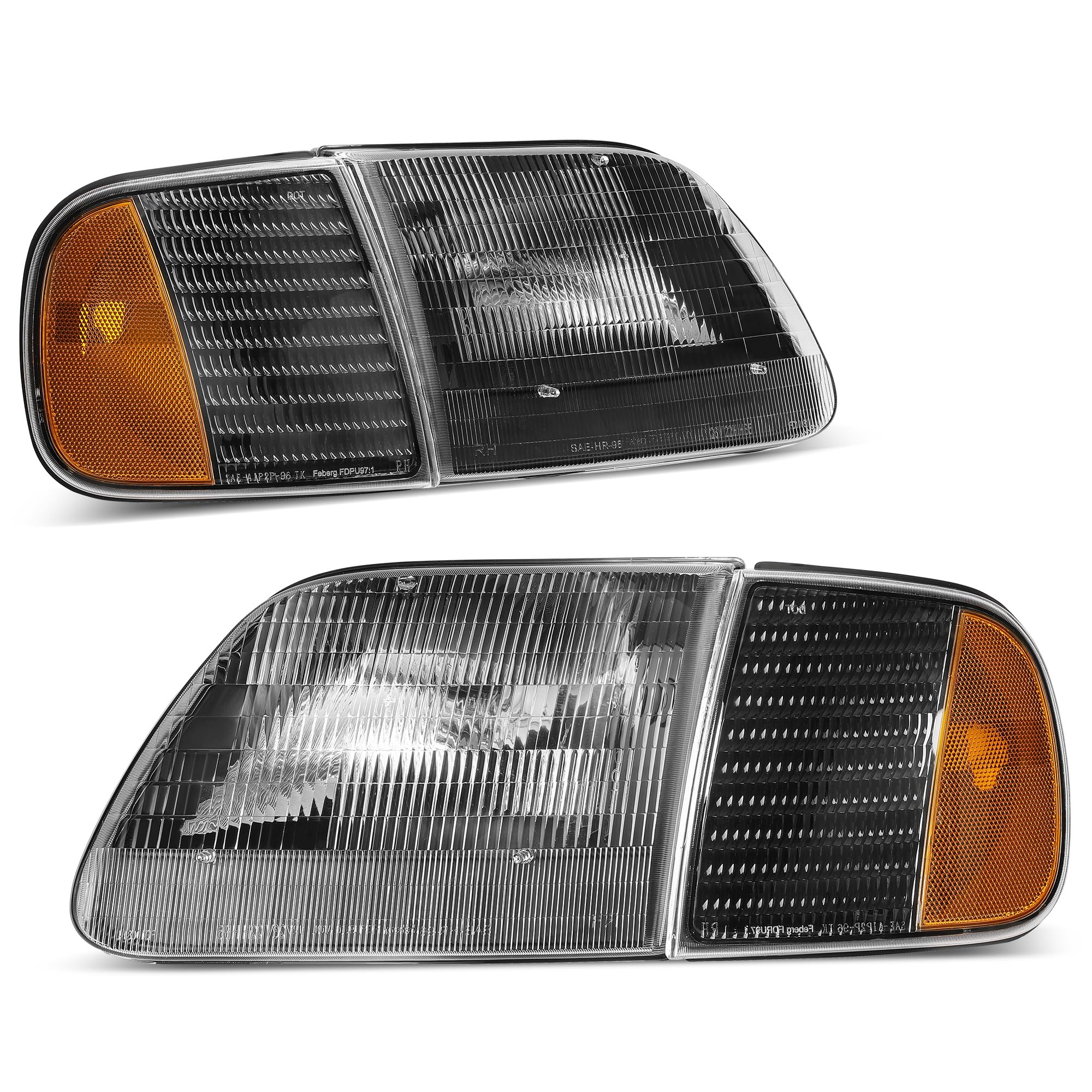 Autosaver88 Headlight Assembly Compatible With 97-03 Ford F-150/97-02 Ford Expedition Pickup Headlamp Replacement Black Housing