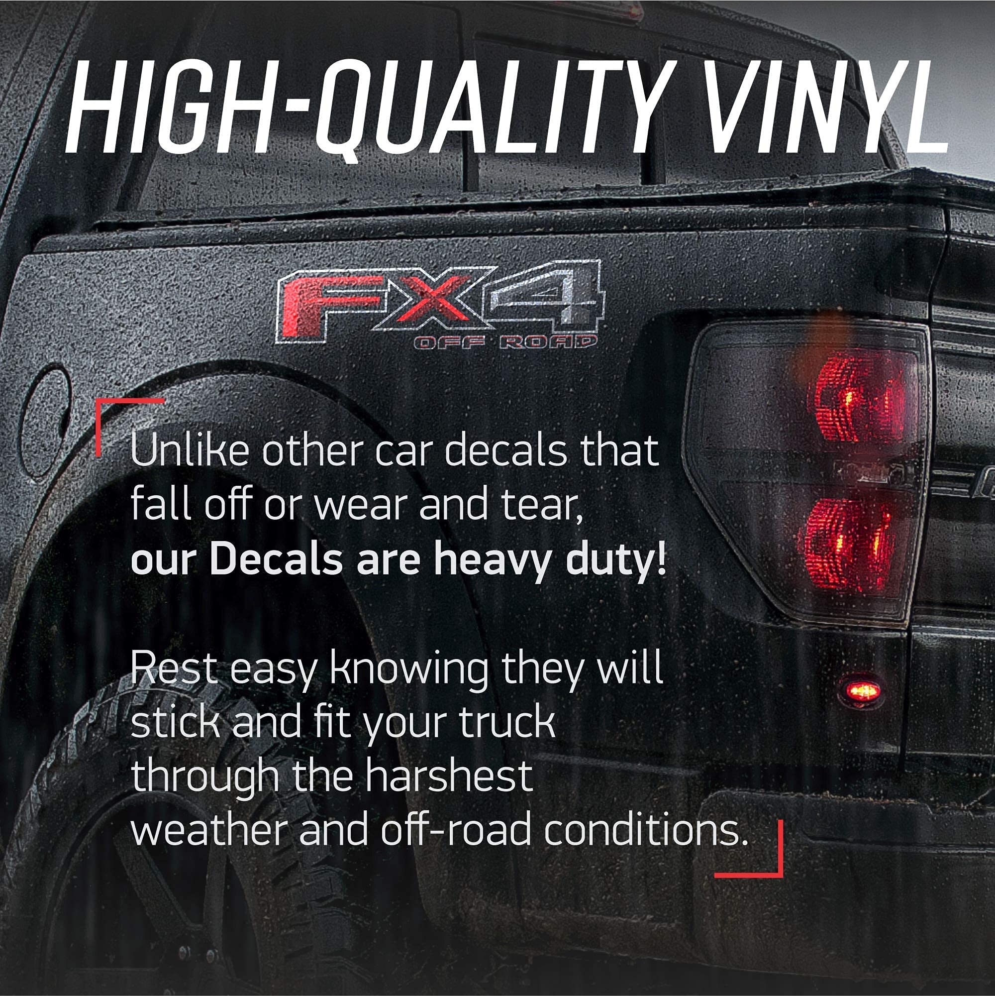 Fx4 Off Road Decal Replacement Sticker F150 Bedside F Truck Super Duty F250 F350 F450 (2015-2018) (Die-Cut (Peel & Stick))