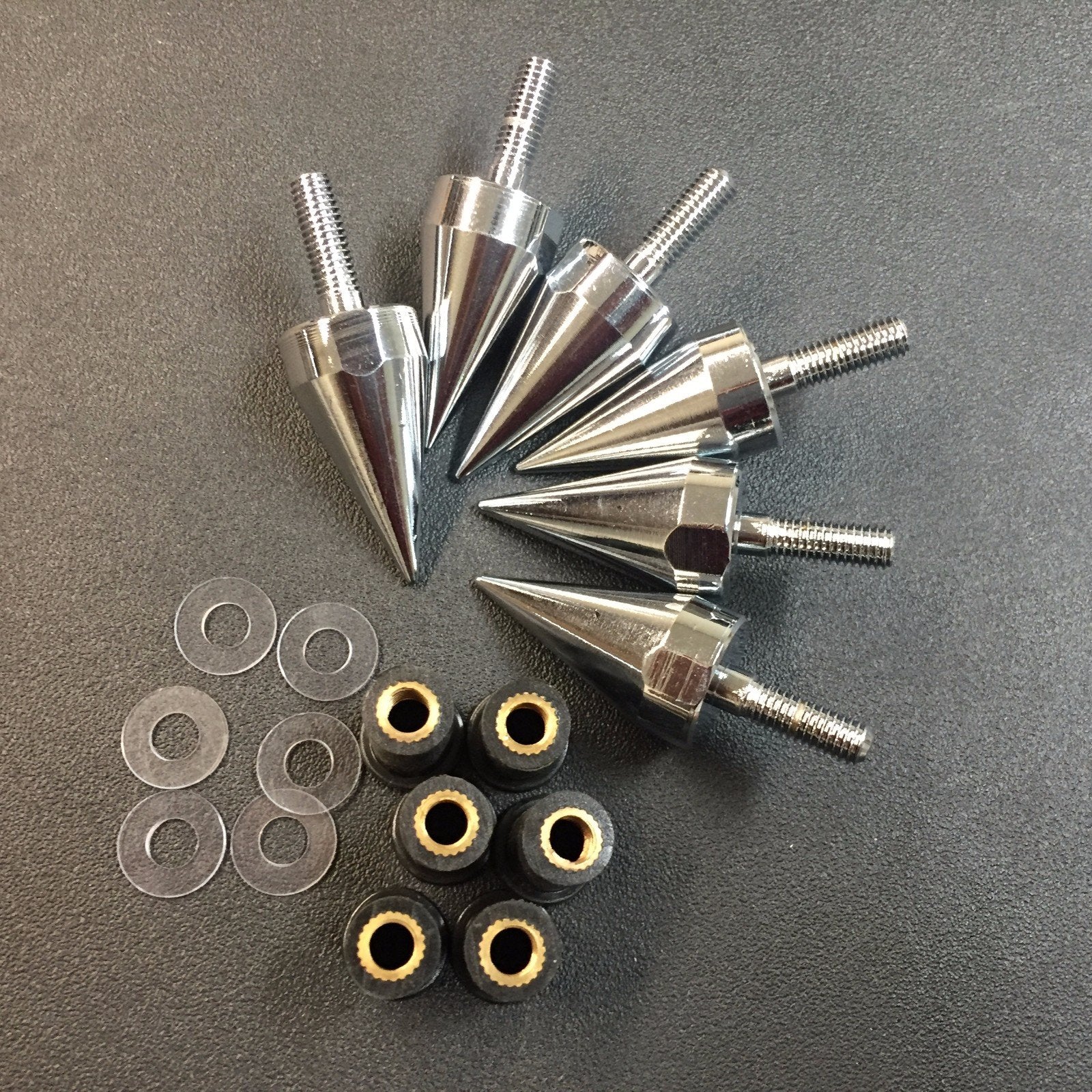 Httmt Mt218-002A- Universal Chrome Motorcycle Spike Bolts With Mounting Parts Compatible With Windscreen Fairings License Plate