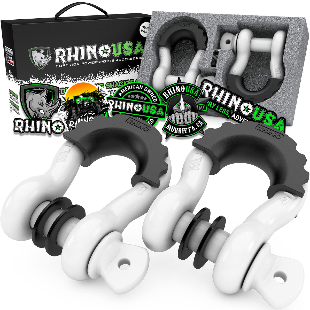Rhino Usa D Ring Shackles (2-Pack) - 41,850Lb Break Strength - Heavy Duty 3/4'' Clevis Shackle With 7/8 Pin For Towing & Off-Roa