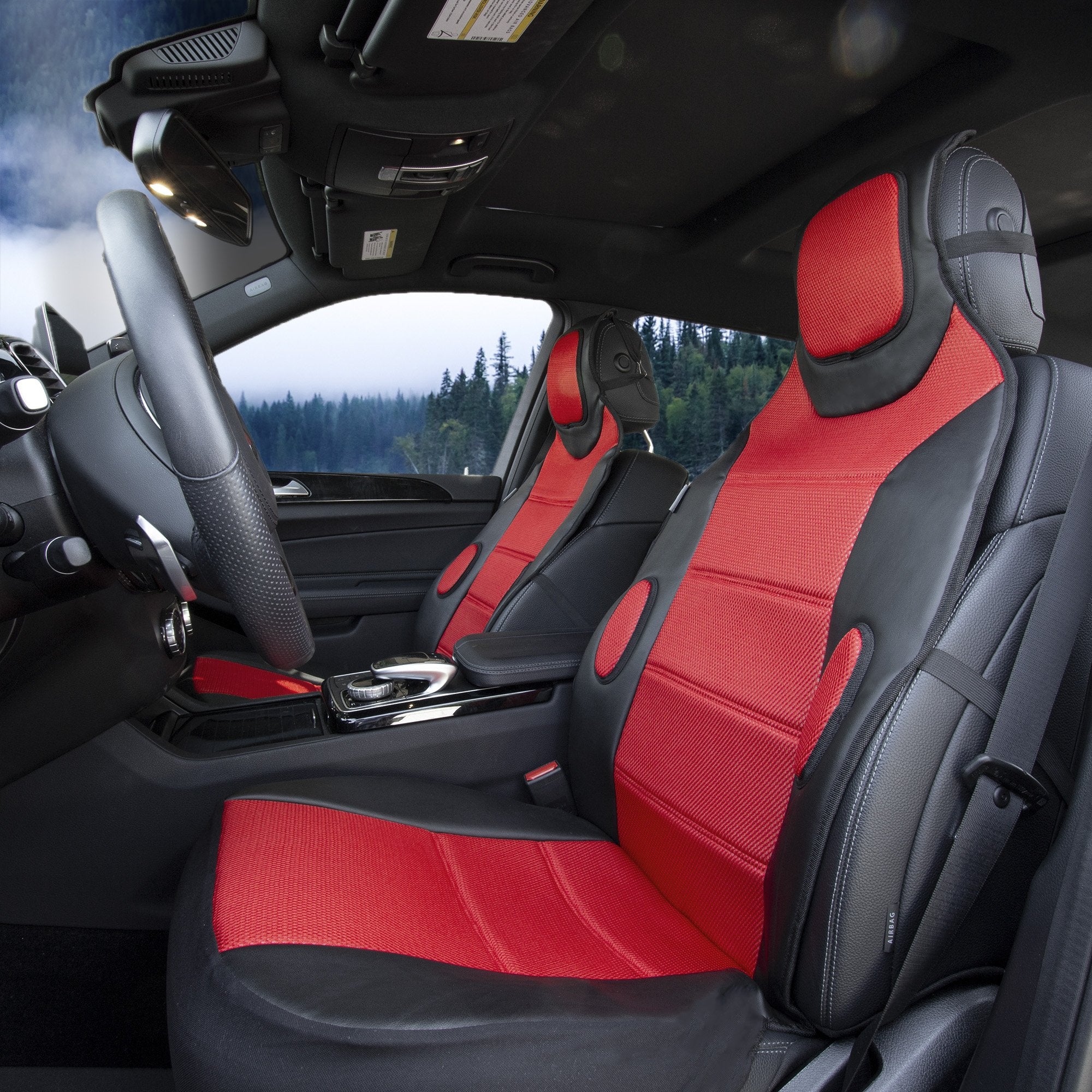 FH Group Car Seat Cover Cushion - 2 Pack Seat Covers for Cars Trucks SUV,Faux Leather Car Seat Cushions, Waterproof Car Seat Cover Cushion, Universal Fit Car Seat protector Front Set Red