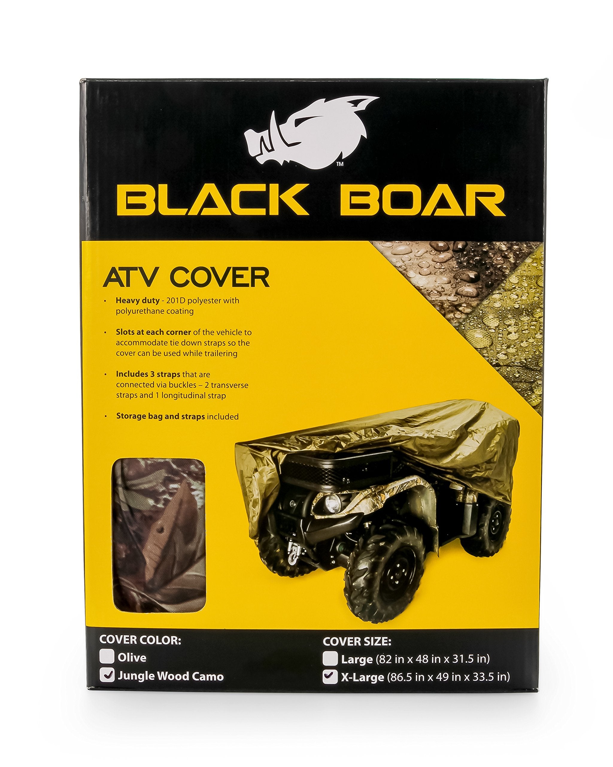 Black Boar Atv Cover - Features Waterproof Polyurethane Coating For Protection Against The Weather - Sewn-In Straps & Buckles -