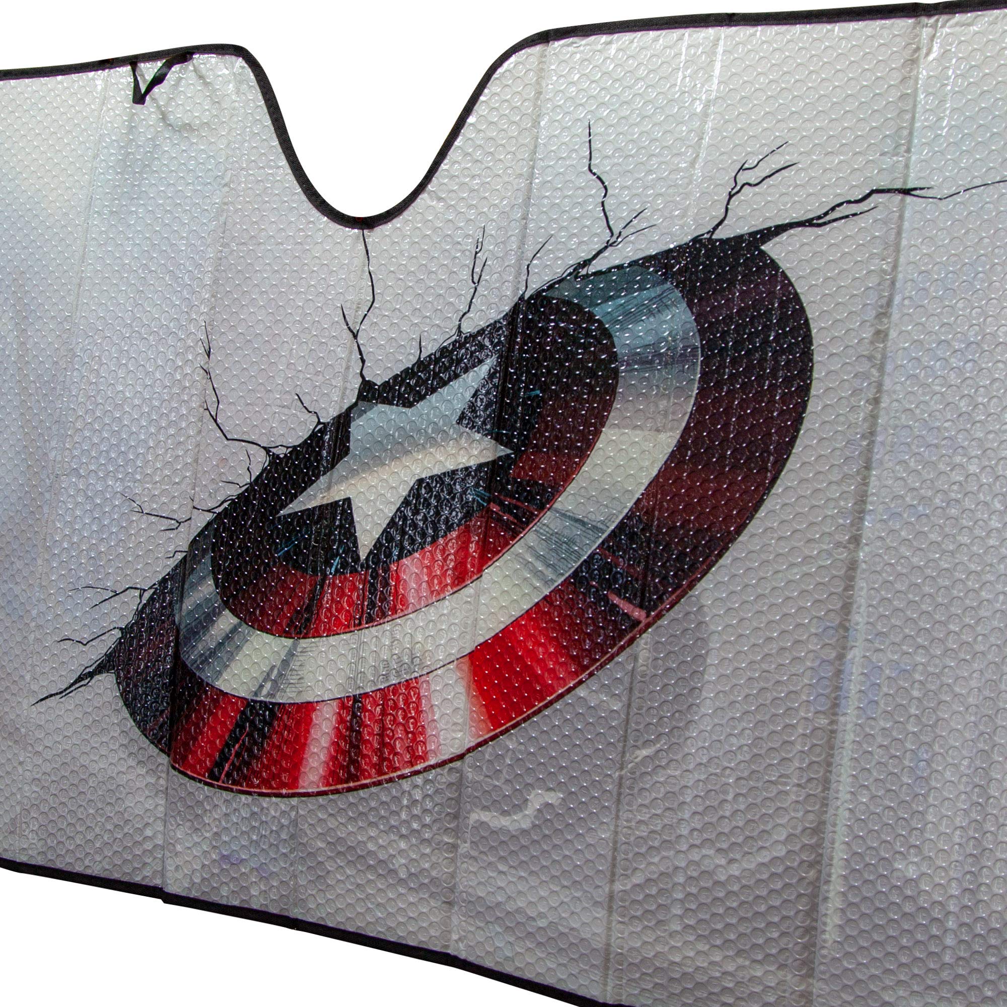 Plasticolor 003756R01 Captain America Marvel Broken Shield Accordion Bubble Sunshade