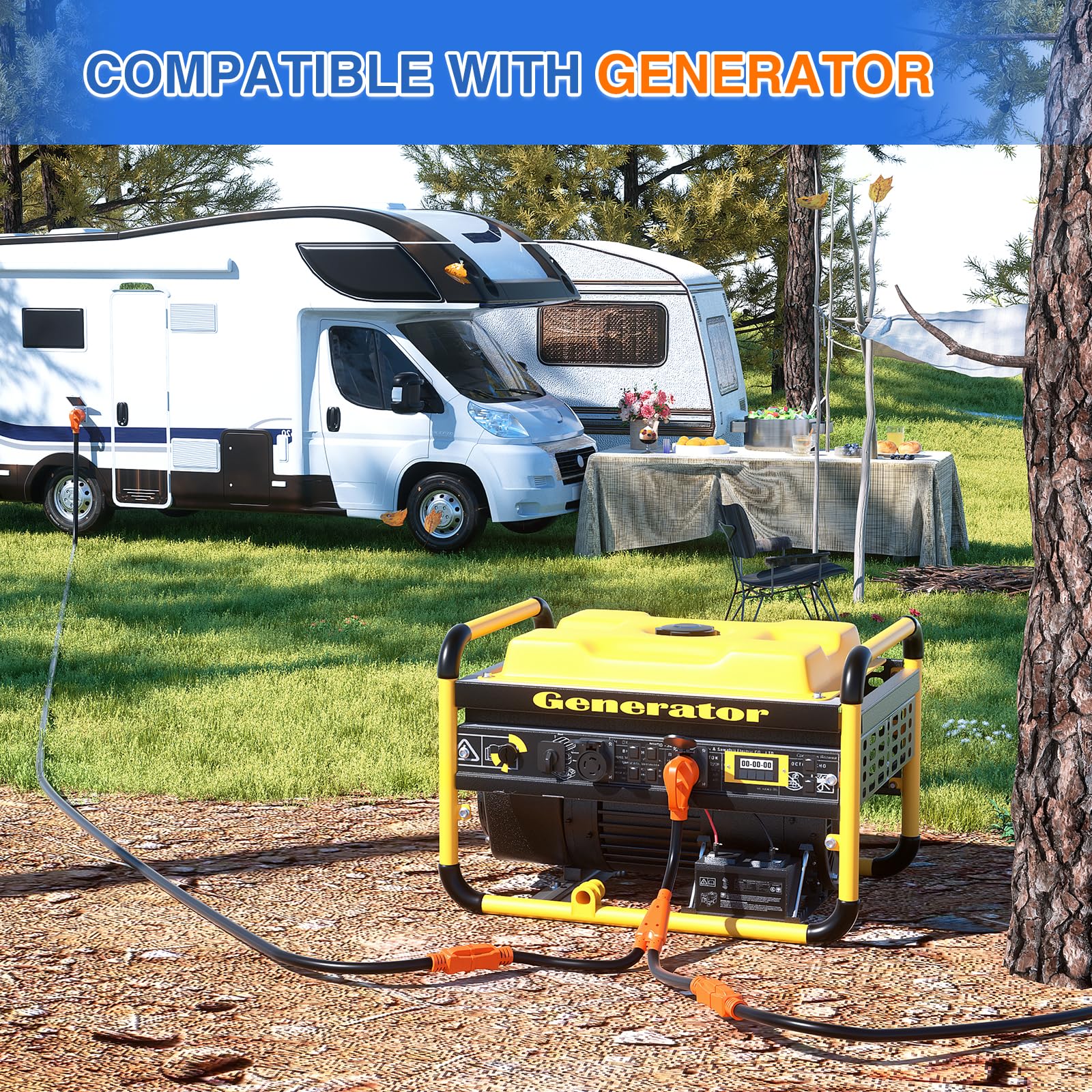 Nilight 30 Amp To 15 Amp Rv Y Splitter Adapter Cord 30A Male Plug To Two 15A Female 110V Household Outlet Nema Tt-30P 5-15R Pure