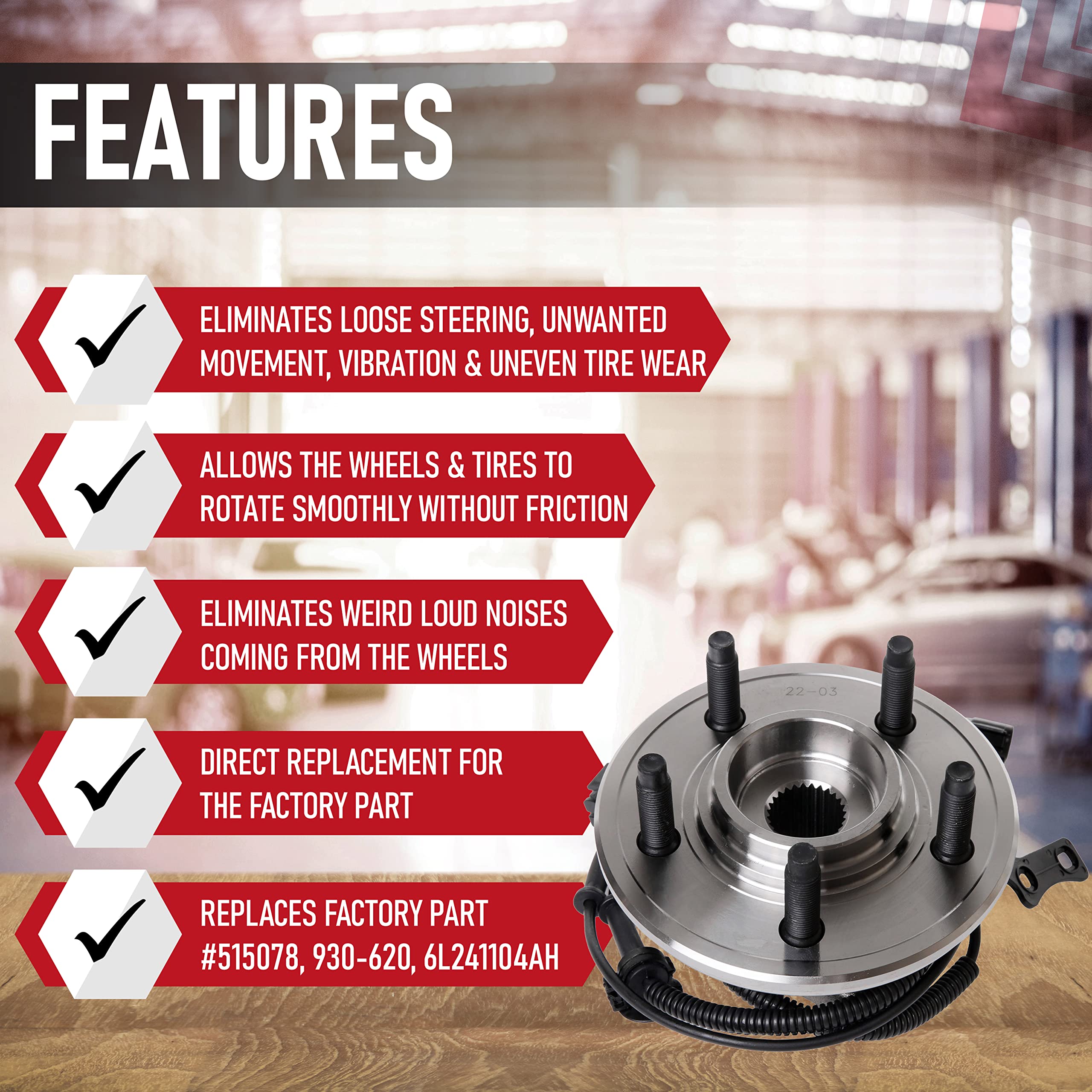 Replacement Front Wheel Hub Bearing Assembly - Compatible With Ford And Mercury Vehicles - Explorer, Explorer Sport Trac, Mounta