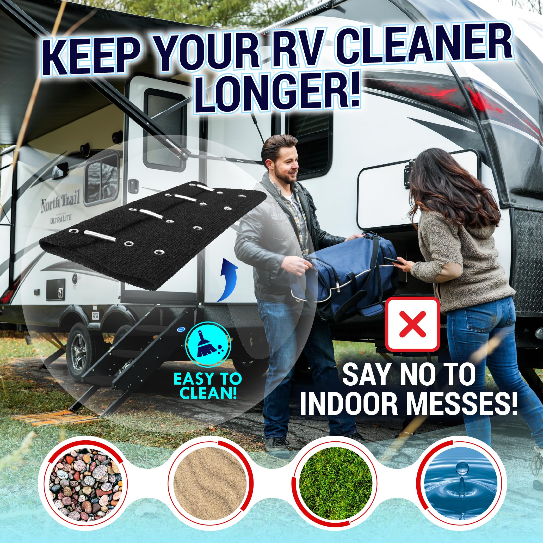 LATCH.IT RV Step Covers 4 Pack | 23'' Wide Camper Step Carpet Covers | Camper Step Covers | RV Step Carpet Best Fits 8-11'' Deep