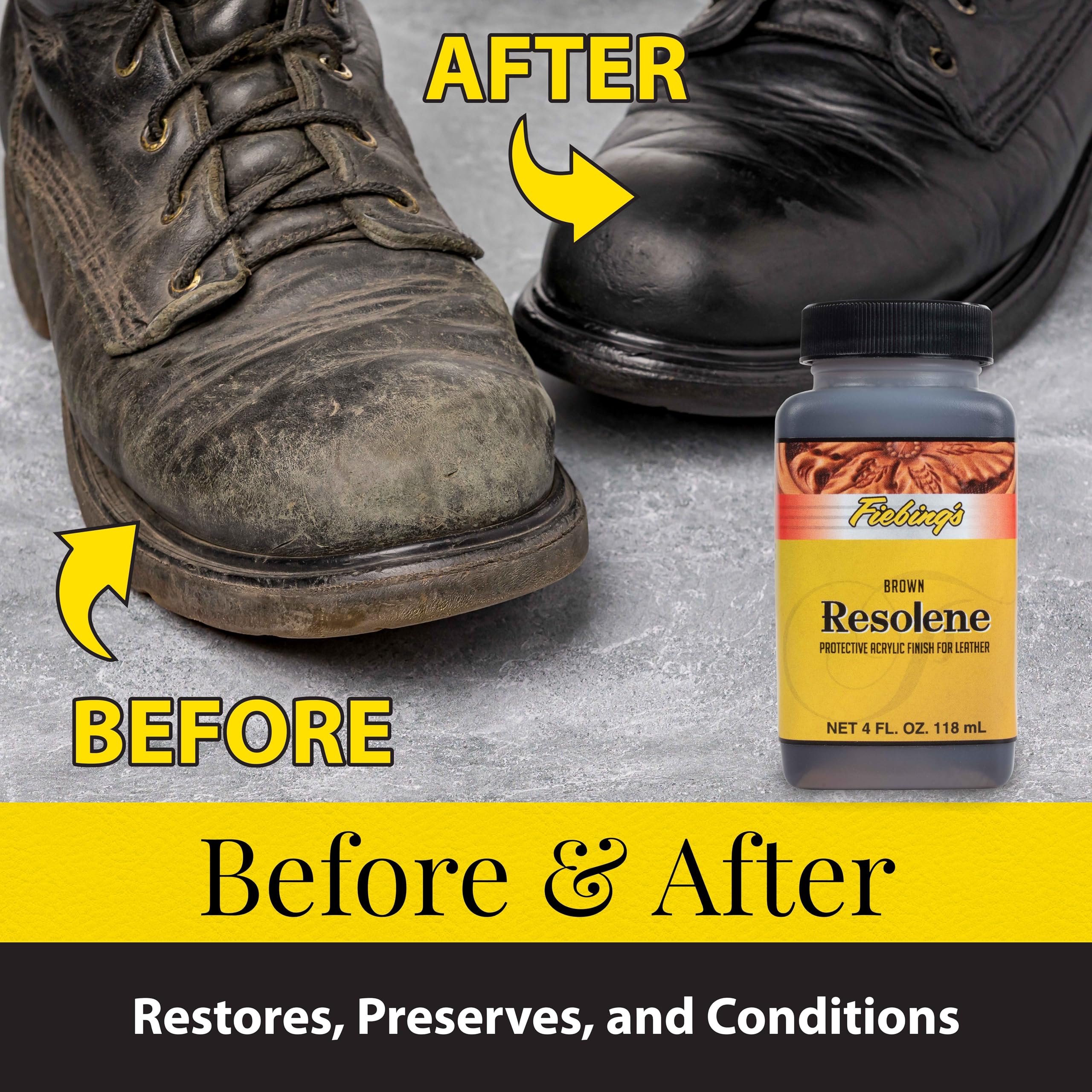 Fiebing'S Acrylic Resolene (4 Oz, Brown) - Protective Acrylic Leather Finisher - Glossy Finish Top Coat For Dyed & Polished Leat