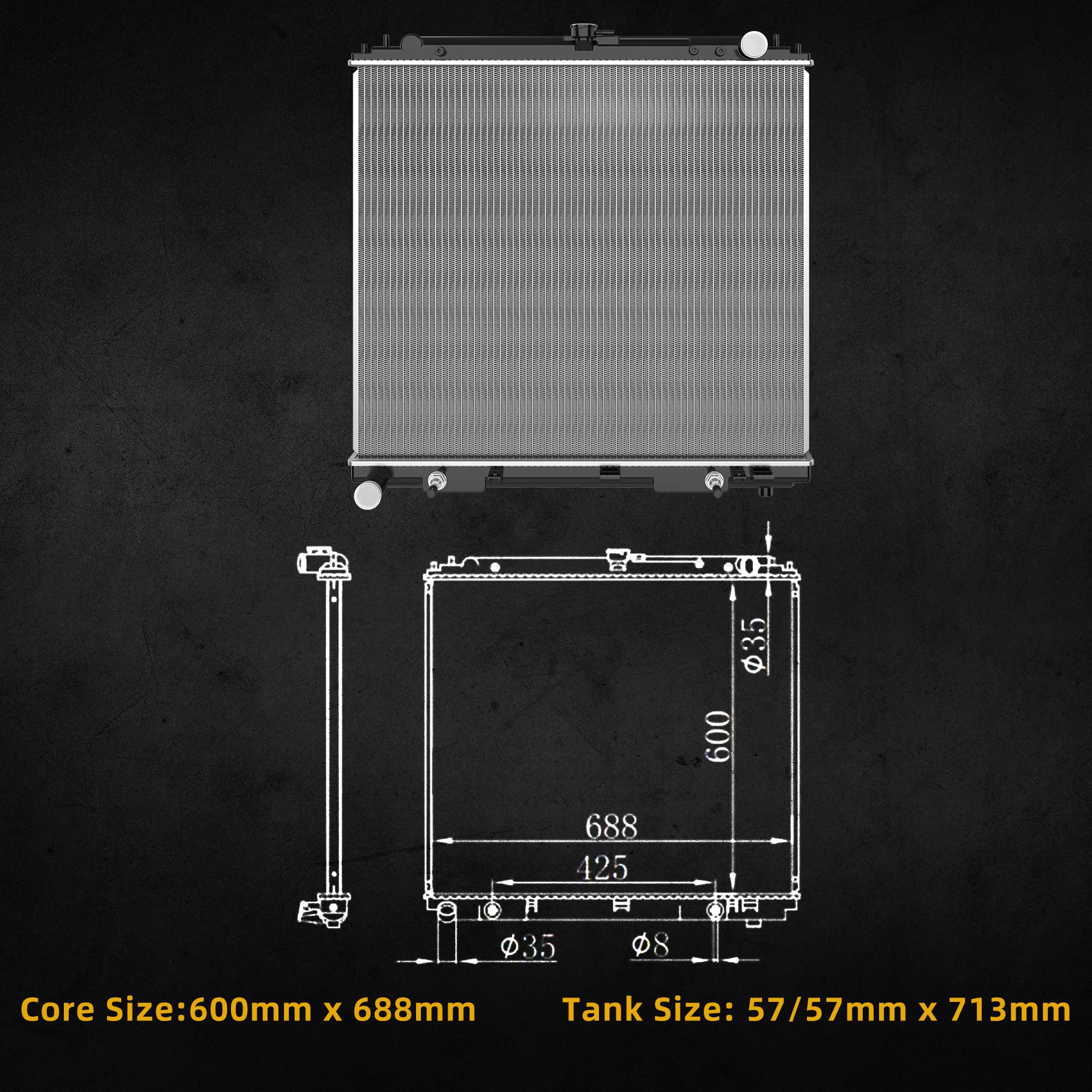 Dwvo Radiator Complete Radiator Compatible With 2005-2019 Pathfinder Frontier Xterra Suzuki Equator 4.0L V6 5.6L V8