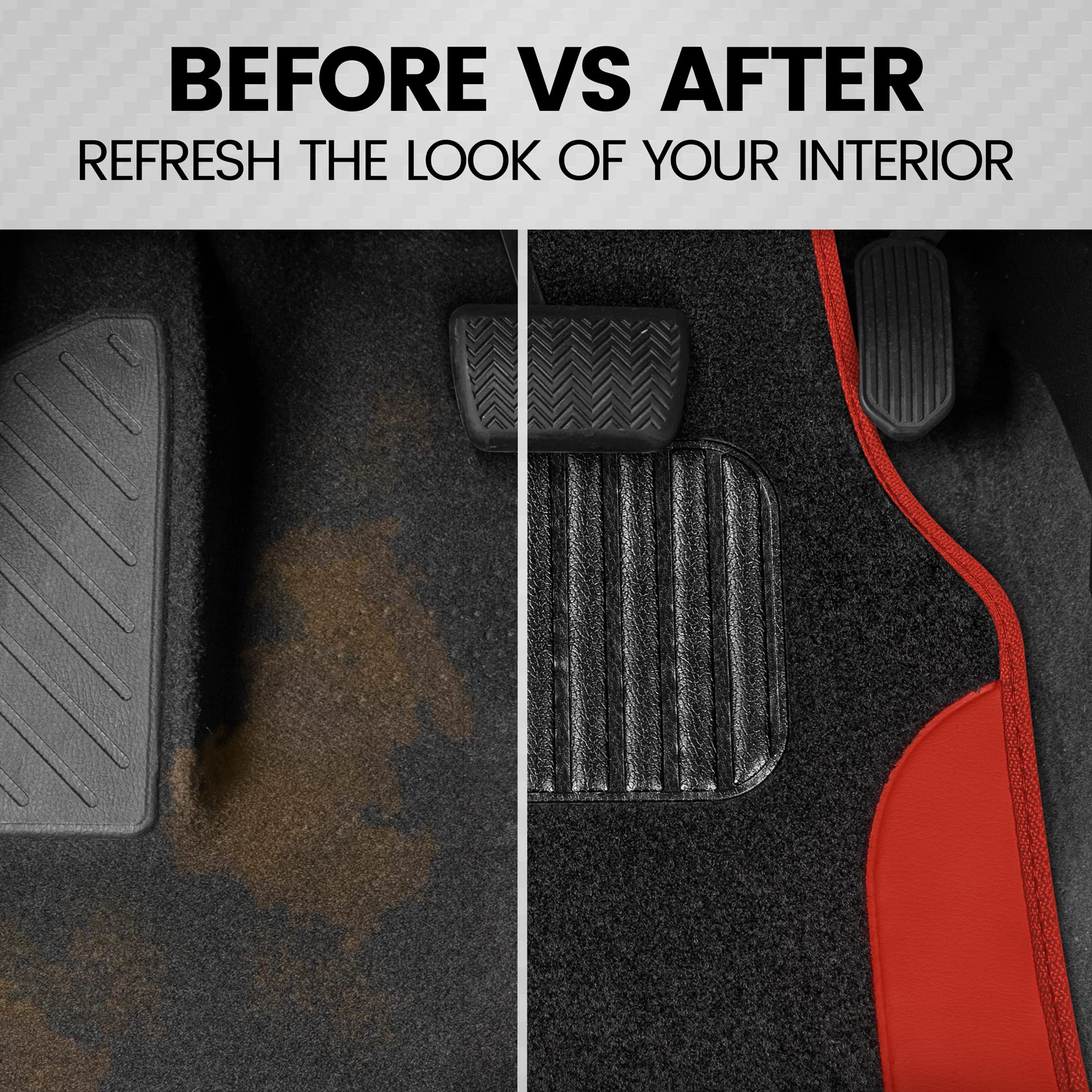 Bdk Polypro Red Car Seat Covers Full Set With 4-Piece Car Floor Mats - Two-Tone Seat Covers For Cars With Carpet, Interior Cover