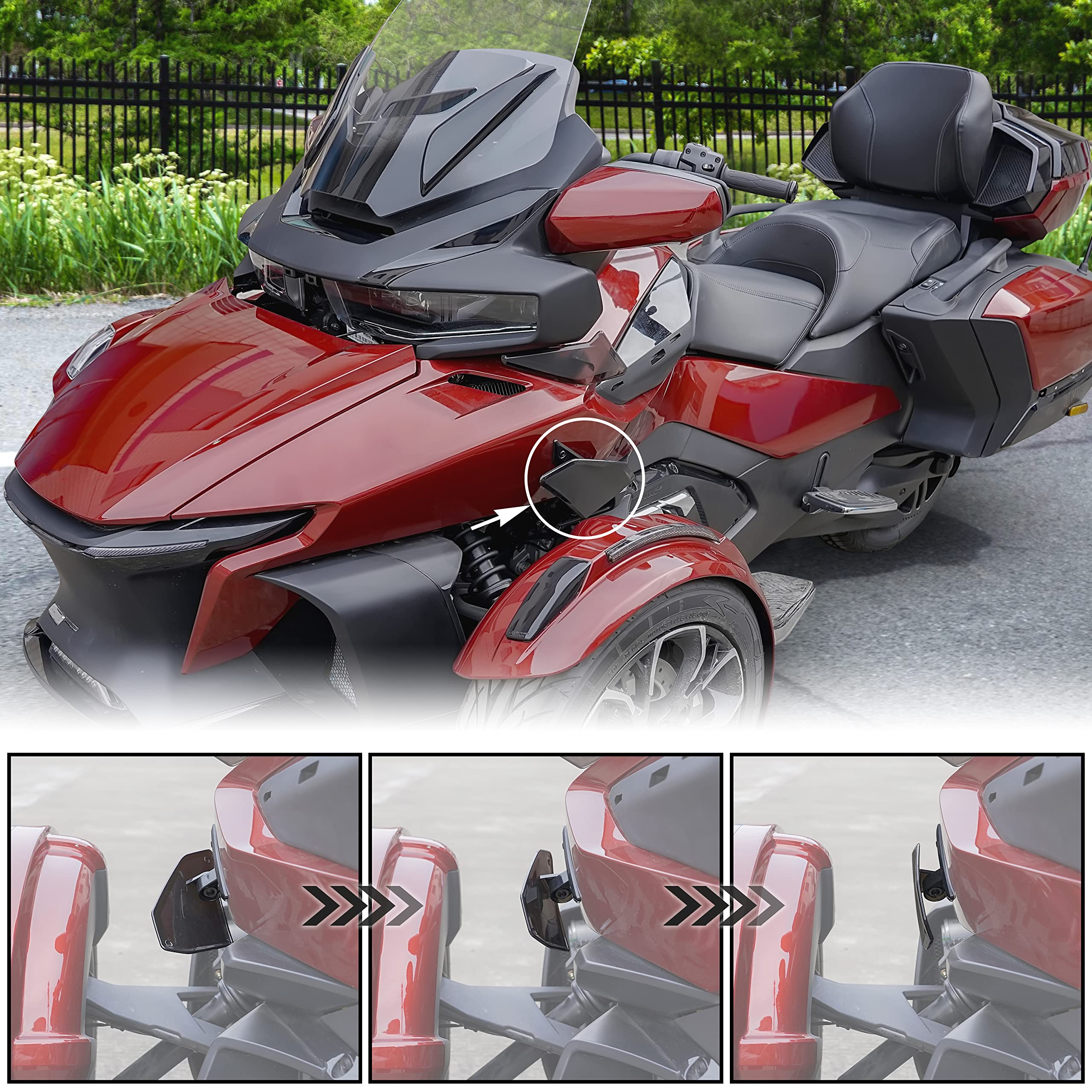 Sautvs Adjustable Side Air Deflectors (Lower) For Can Am Spyder Rt 20-24, Side Wind Deflectors (Lower) Windshields Wings For Can-Am Spyder Rt 2020-2024 Accessories (2Pcs, Replace #219401088)