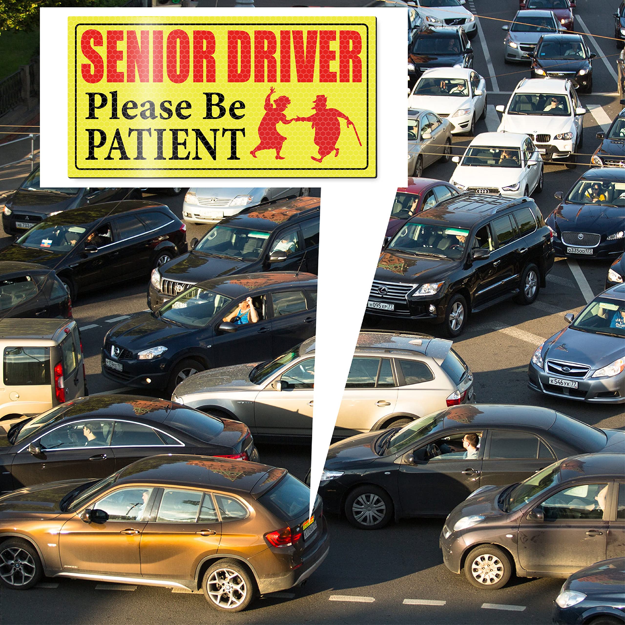 4 Pieces Reflective Elderly Driver Magnet For Car Driver Car Magnets Old People Gag Gifts Please Be Patient Yellow Elderly Car M