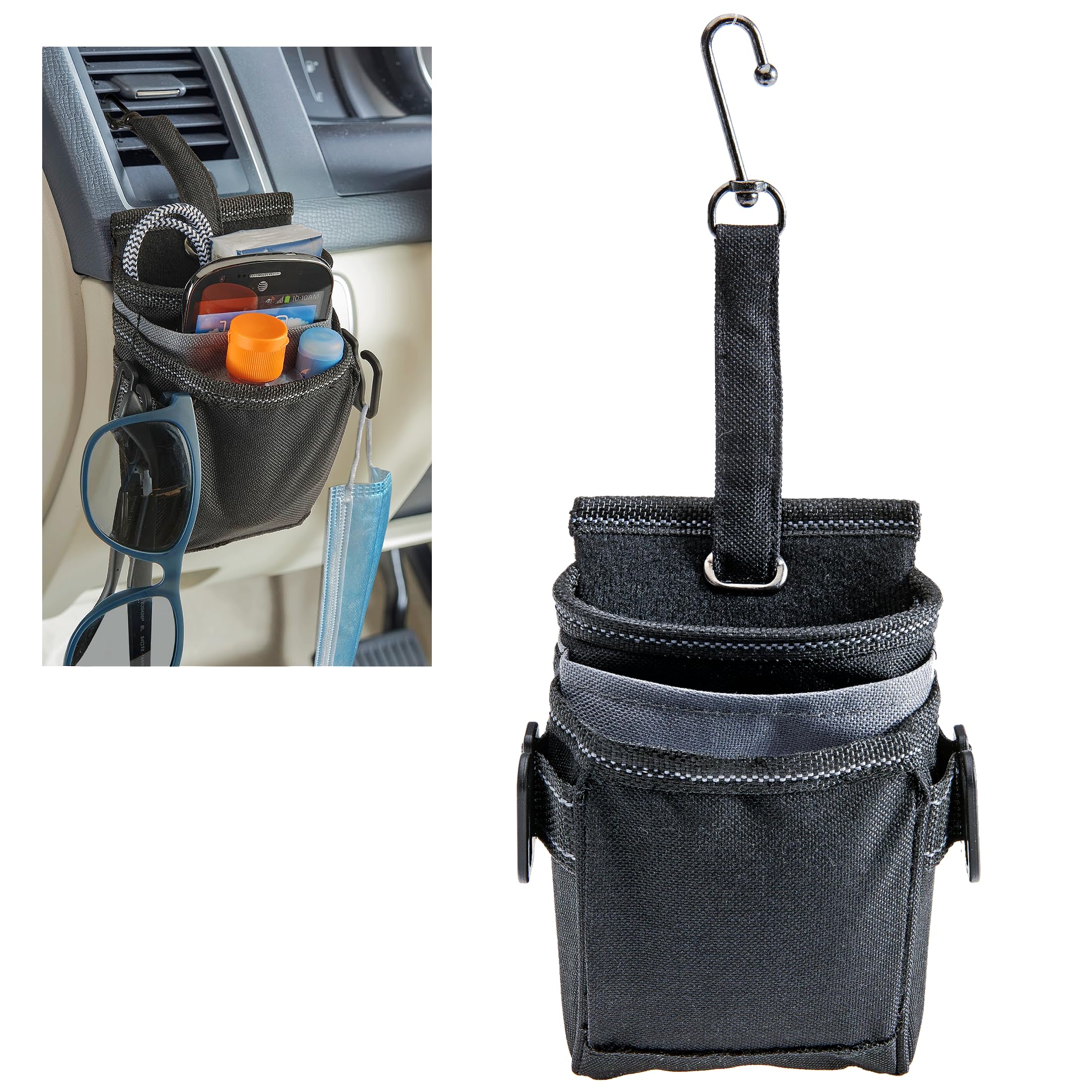 High Road Driverpockets Car Phone Holder Air Vent Pouch And Front Seat Organizer With 3 Pockets, Hanging Hooks And Charging Port
