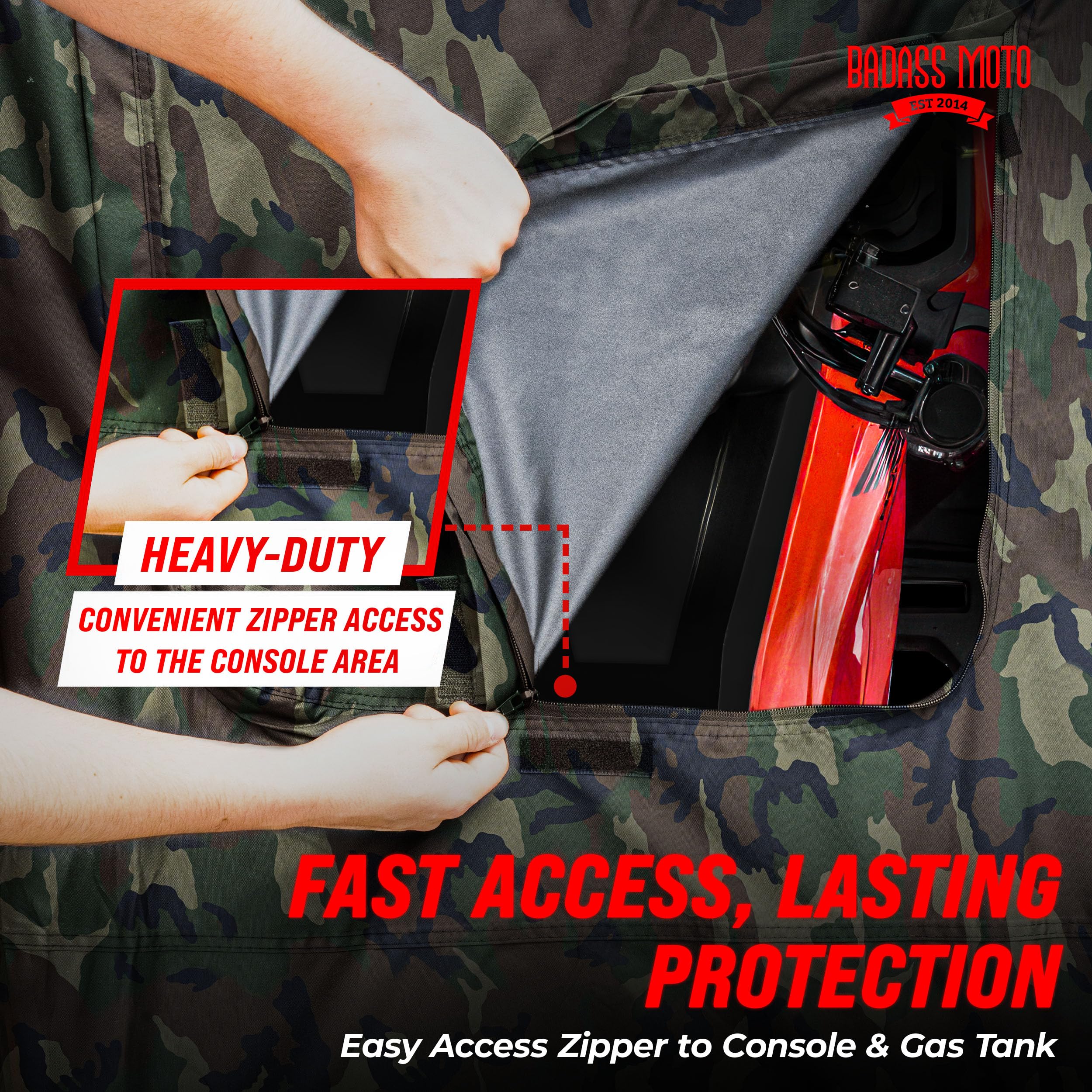 Badass Moto Camo Atv Covers Waterproof Outdoor Heavy Duty, Rip-Resistant, Night-Reflective Quad Cover W/Advanced Waterproofing,