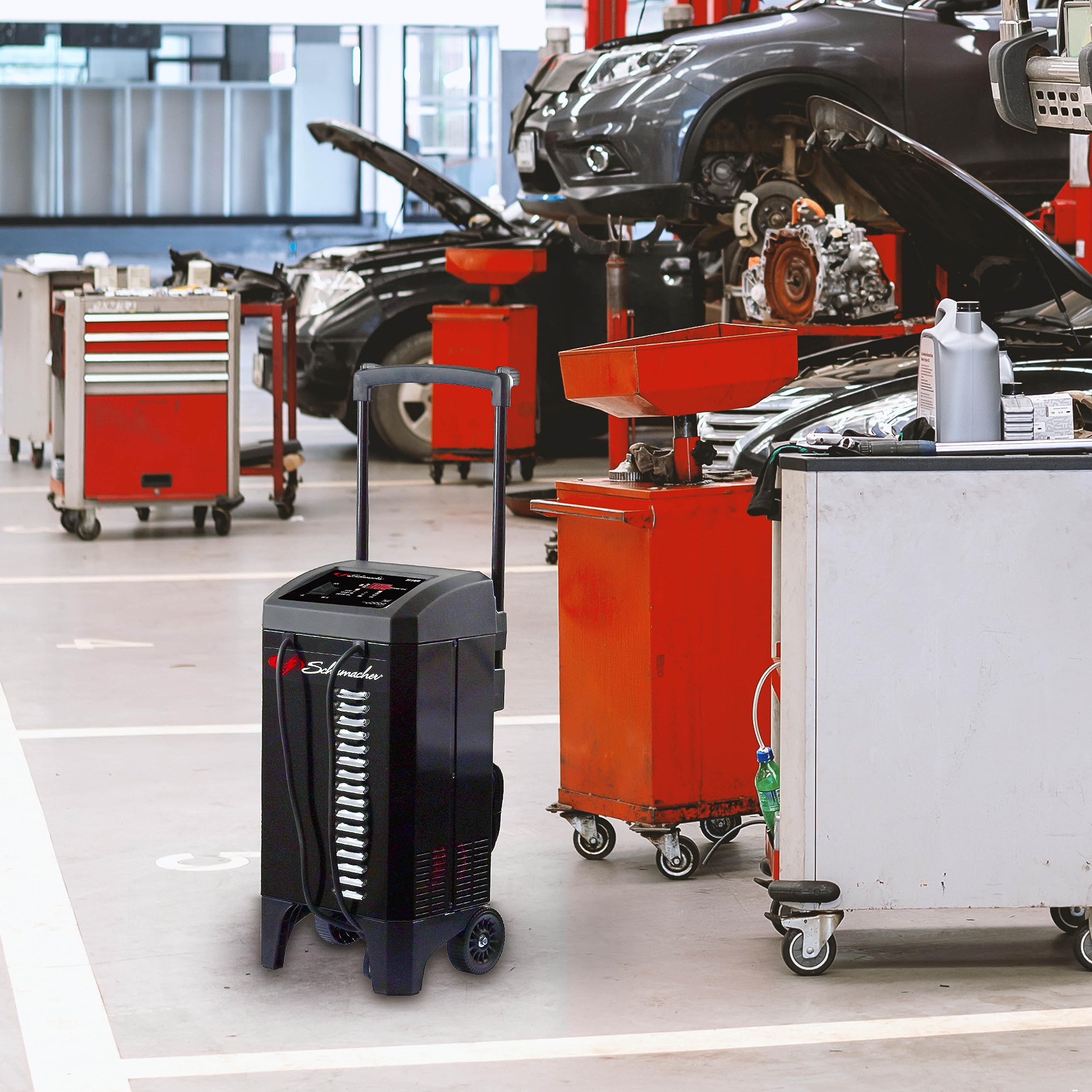 Schumacher Electric Wheeled Battery Charger And Engine Starter, Sc1400, 4-In-1, Fully Automatic, 300 Cranking Amps, 60 Amp Boost