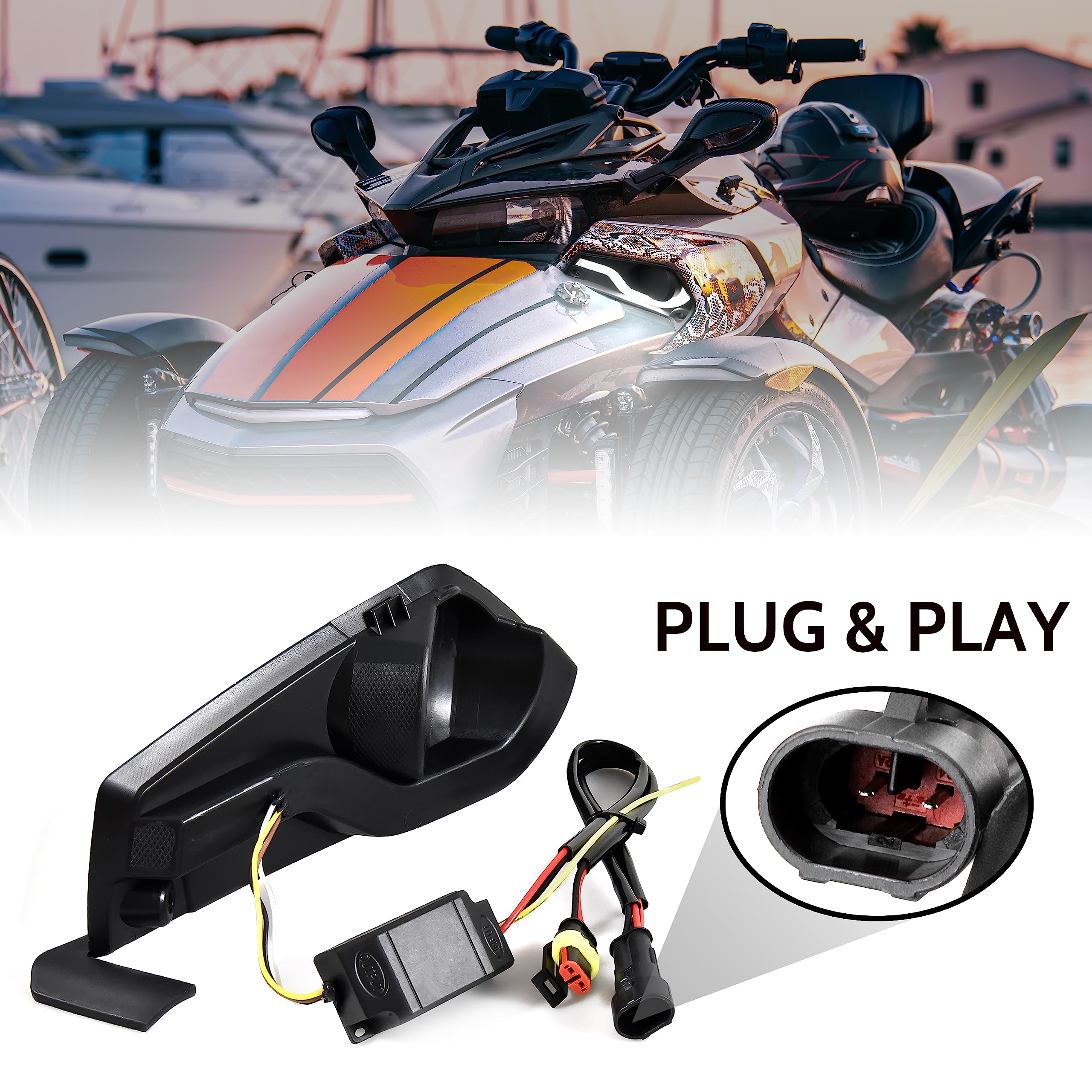 Sautvs Fog Lamps Cover With Daytime Running Lights For Can Am Spyder F3 15-20, Fog Lights Cover With Led Drl Turn Signal Lights Kit For Can-Am Spyder F3 2015-2020 Accessories (2Pcs)