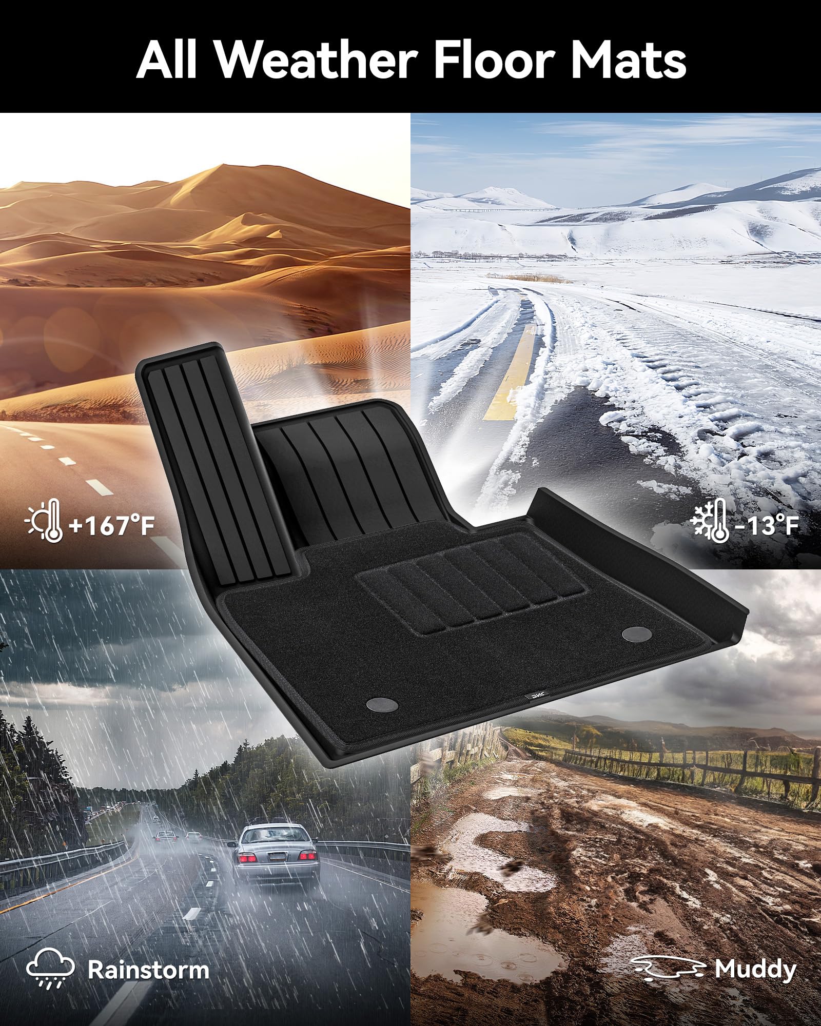 3W Floor Mats With Carpet Top 1St 2Nd Row Fit For Bmw X5 2019-2025 Tpe All-Weather Harmless Heavy Duty Floor Liner Accessories,