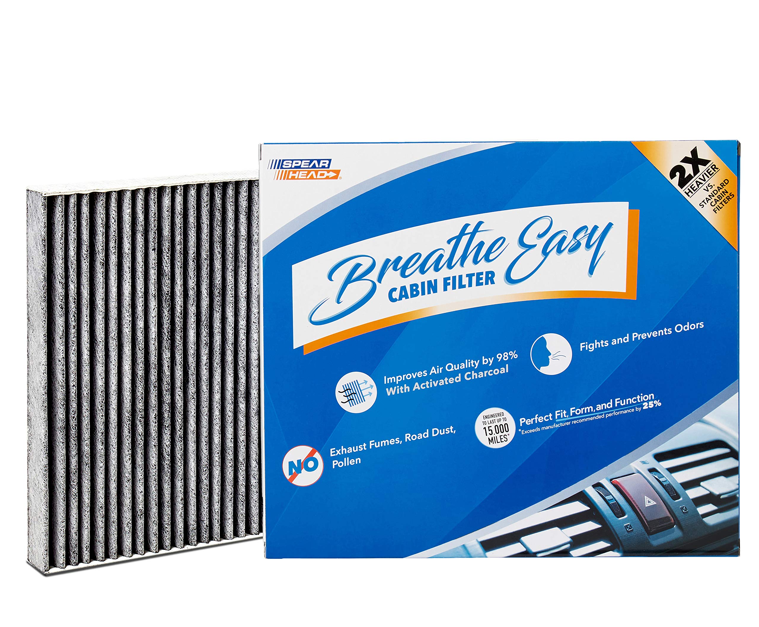 Spearhead Odor Defense Breathe Easy Cabin Filter, Fits Like Oem, Up To 25% Longer Lasting W/Activated Carbon (Be-182)