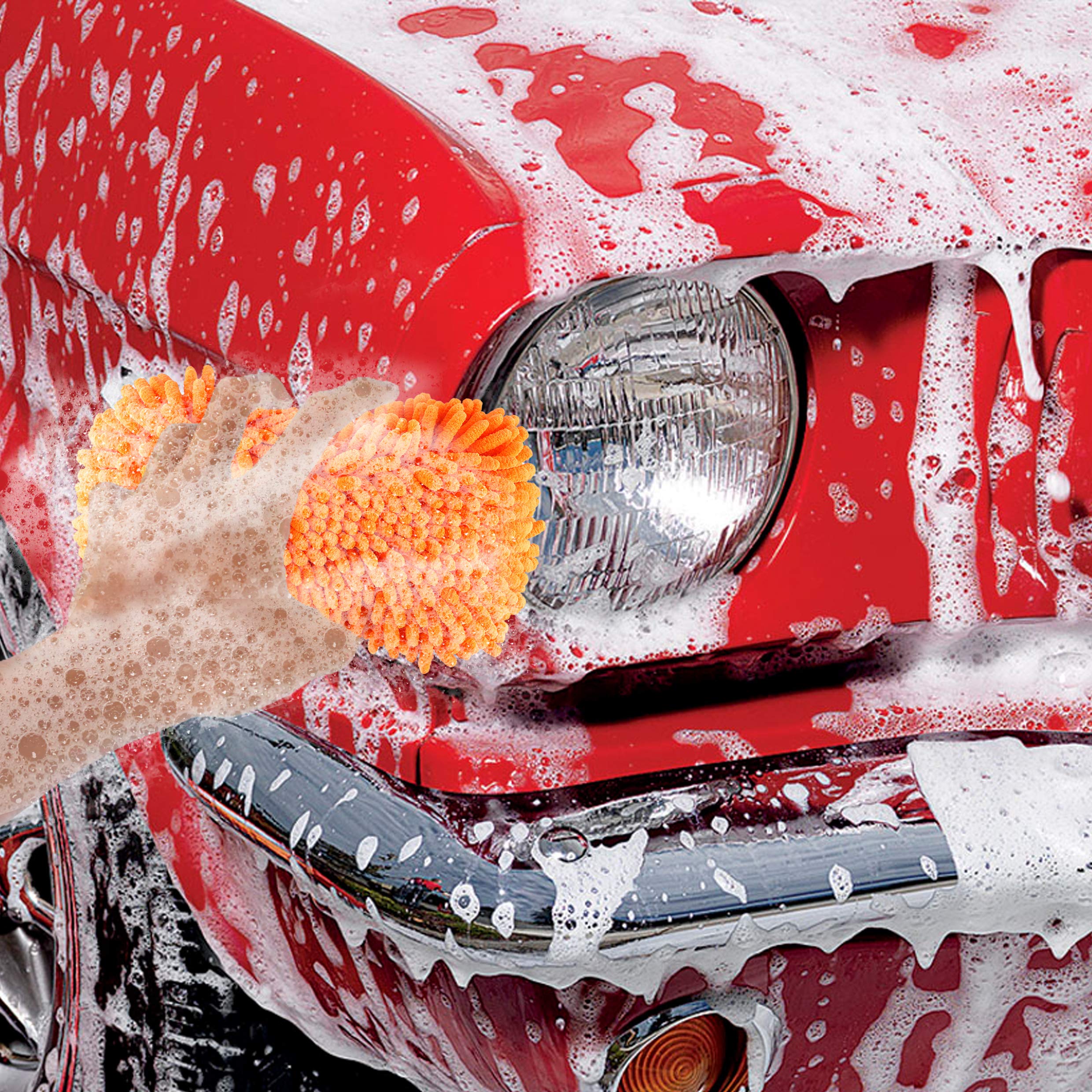 Scrubit Microfiber Car Wash Sponge - Non-Scratch Wash Mitt Microfibers For Cleaner Cars, Great For Everyday Cleaning - Automobil