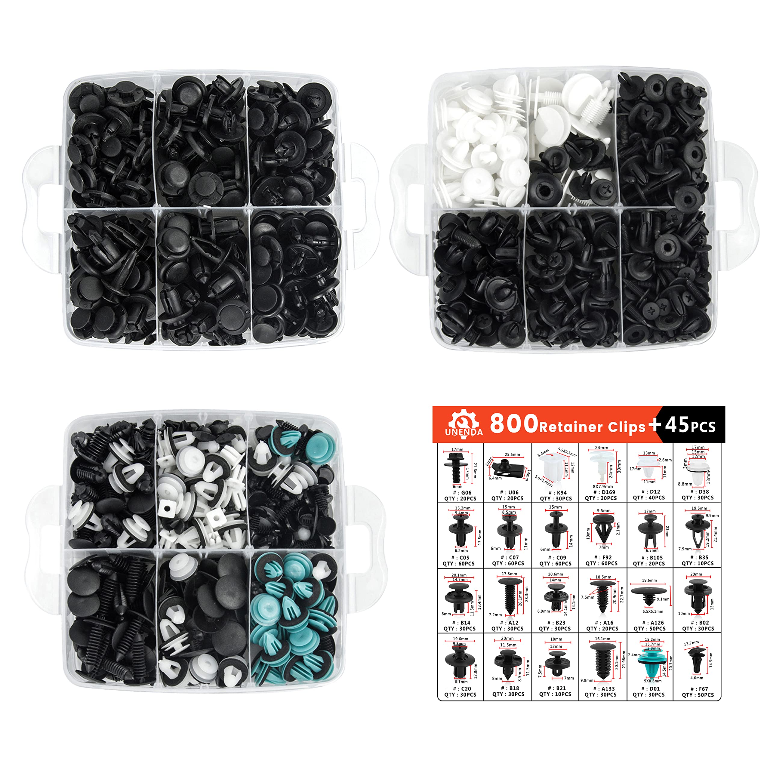 Car Push Retainer Clips 24 Most Popular Sizes Fasteners 845 Pcs Automotive Plastic Clips Auto Push Pin Rivets Set With 10 Cable