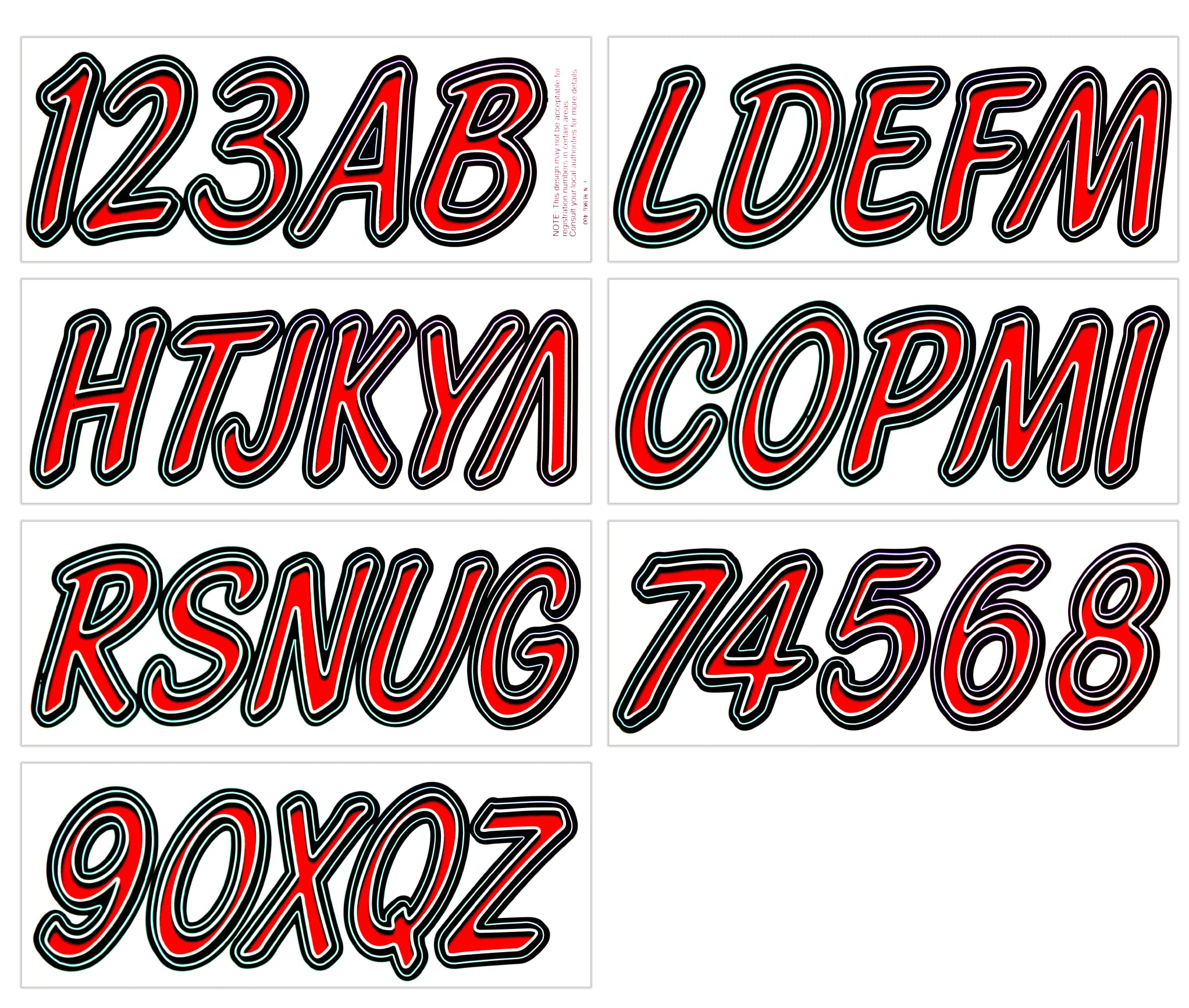 Hardline Products Series 400 Factory Matched 3-Inch Boat & Pwc Registration Number Kit, Red/Black - Rebkg400