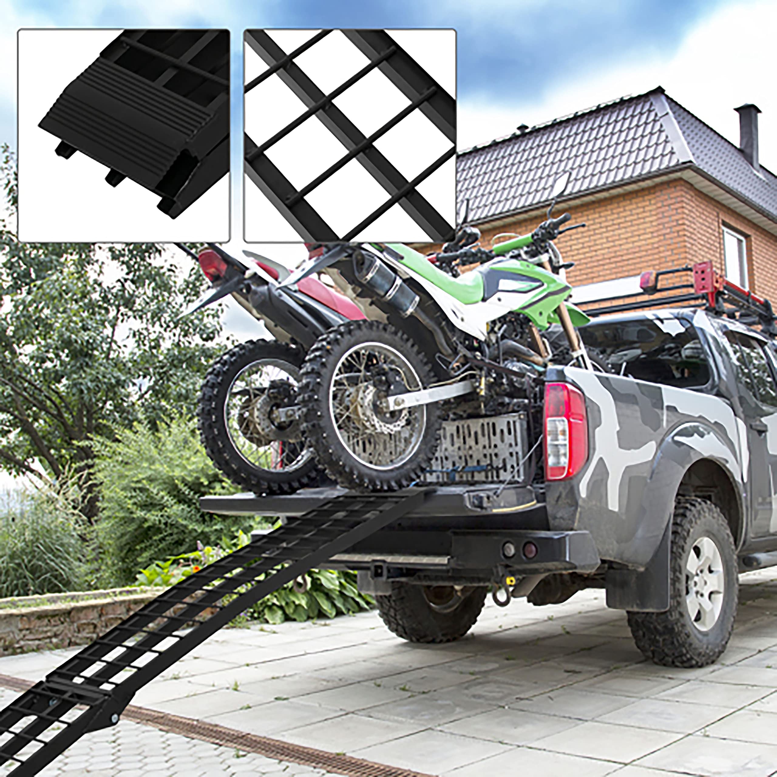 TRIBLE SIX 2Pcs Heavy Duty 10 ft (120x 11.25) Loading Ramps Replacement for Lawnmower ATV Pickup Truck Motorcycle Dirtbike Foldi