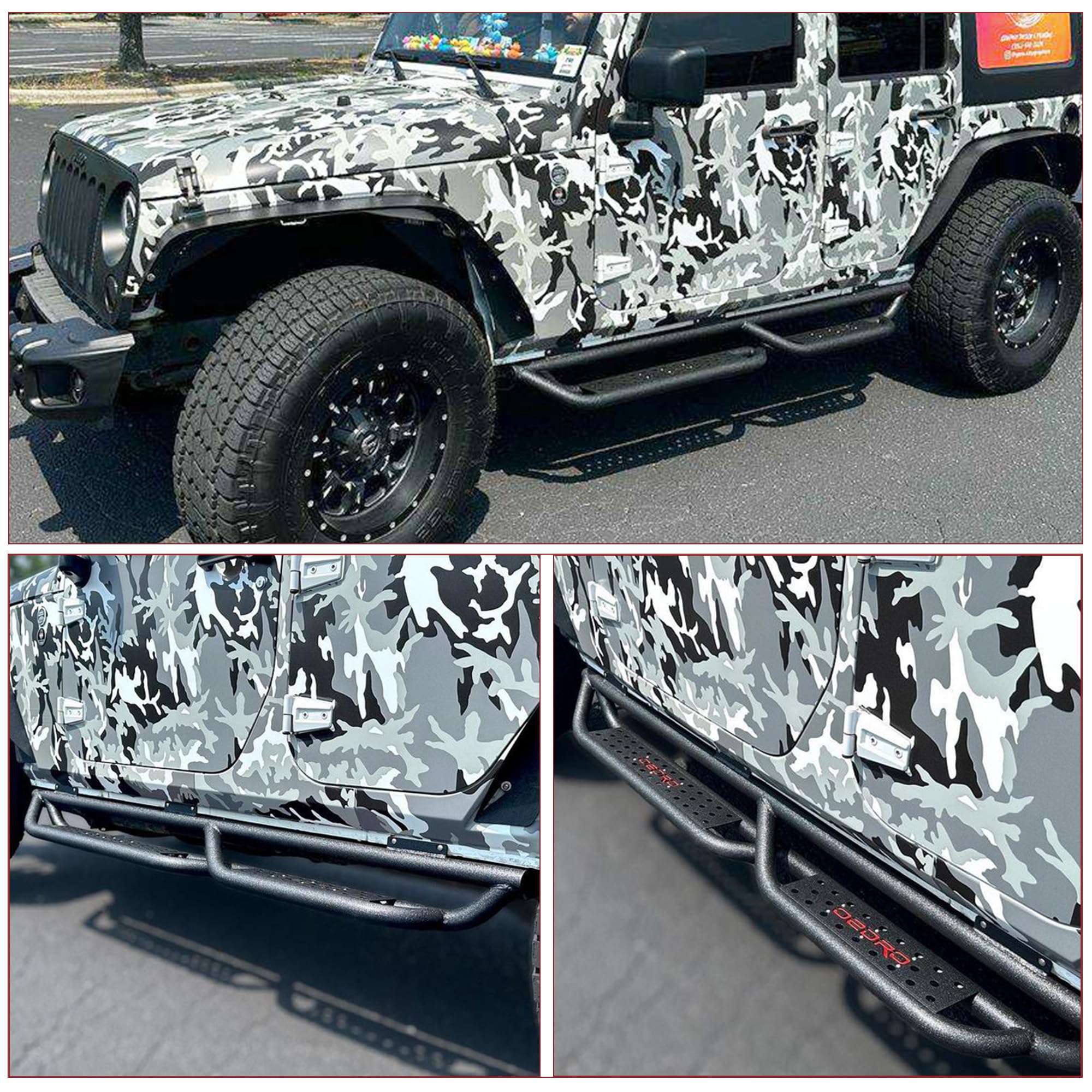 Oedro 6'' Running Boards Compatible With 2007-2018 Jeep Wrangler Jk 4 Door, Bolt-On Drop Side Steps Rails, Black Powder Coated N