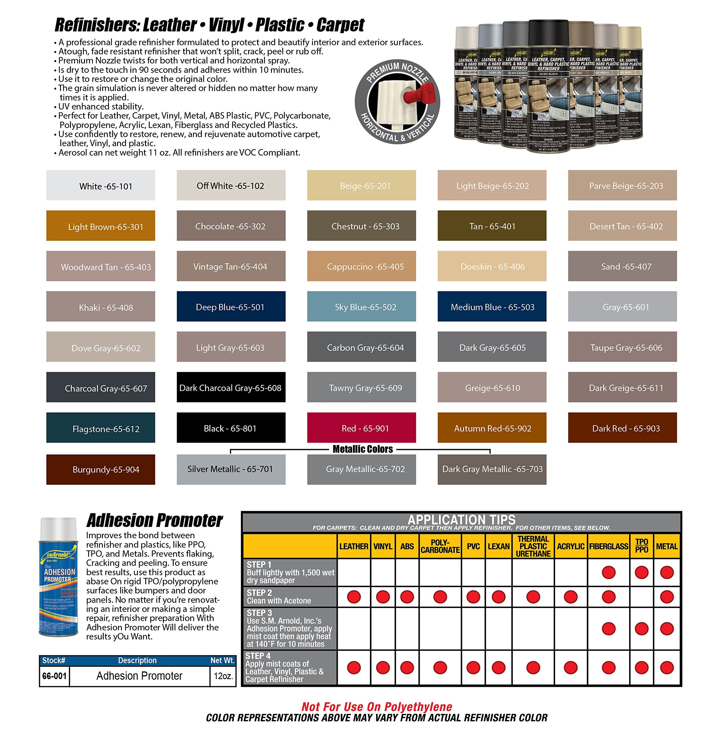 Sm Arnold Refinishing Spray Paint - Light Brown 11 Oz. - For Leather, Carpet, Vinyl, Metal, Plastic, Polycarbonate, Polypropylen