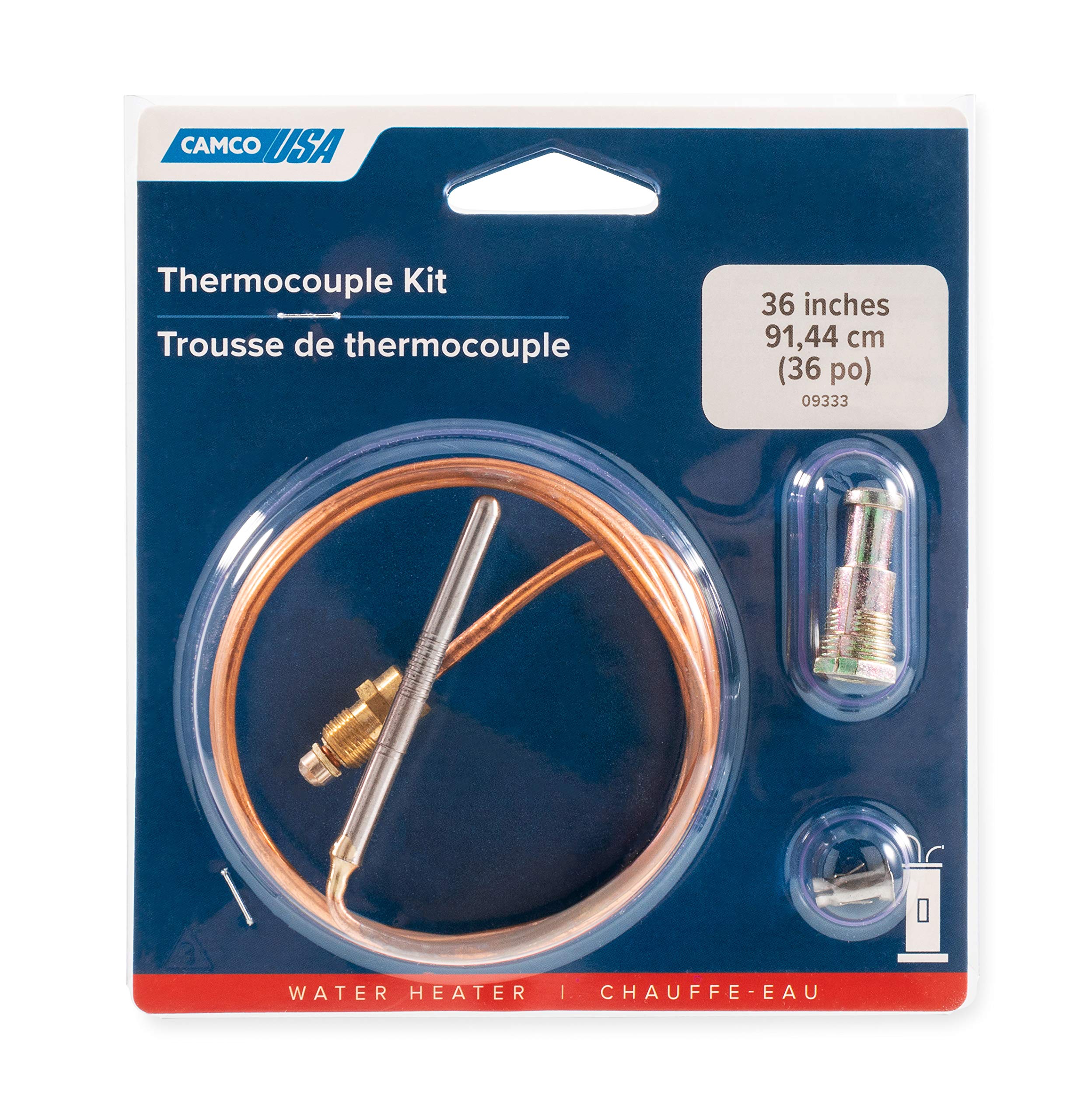 Camco 09333 Thermocouple Kit-36 (E/F) (Blister), 36-Inch, Brown