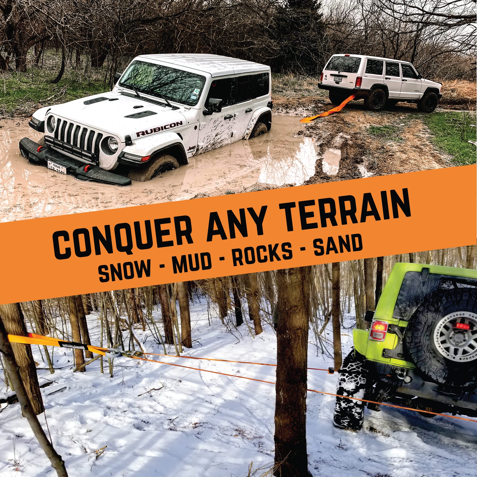 GearAmerica Tree Saver/Winch Line Extension Strap 4'' x 10' - Certified 46,076 lbs - Off Road Towing and Recovery - Extreme Weat