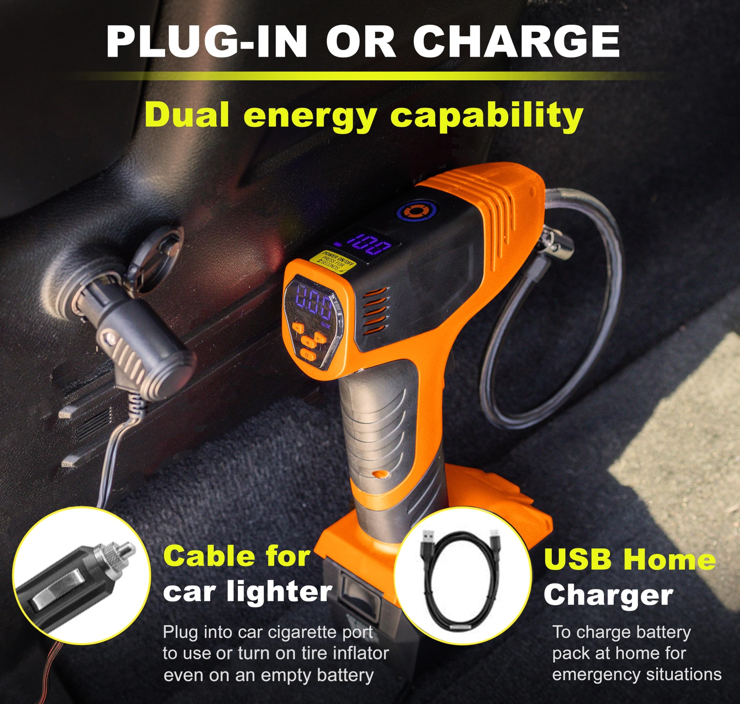 Emson Bullseye Pro Ason Tv Digital Tire Inflator Automatic 150 Psi W/Gauge Display Screen & Pre-Set Pressure In Kpa,Psi,Bar,Kg/C