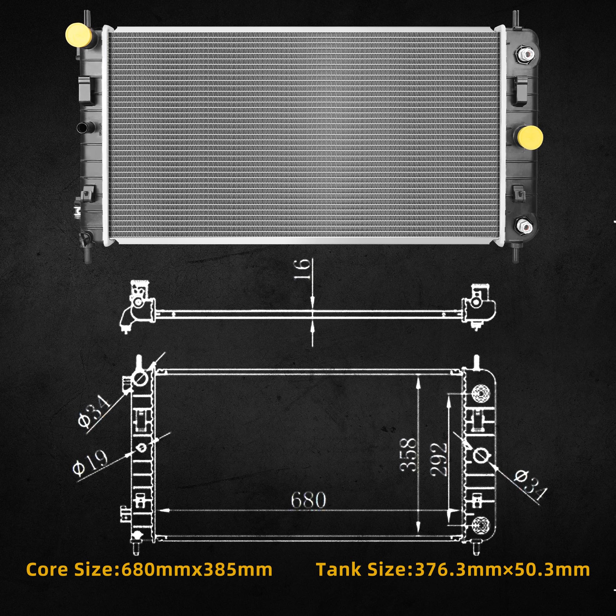 Dwvo Radiator Compatible With 2004 2005 2006 2007 2008 2009 2010 Chevrolet Malibu 2005-2010 Pontiac G6 2007-2008 Saturn Aura 3.5