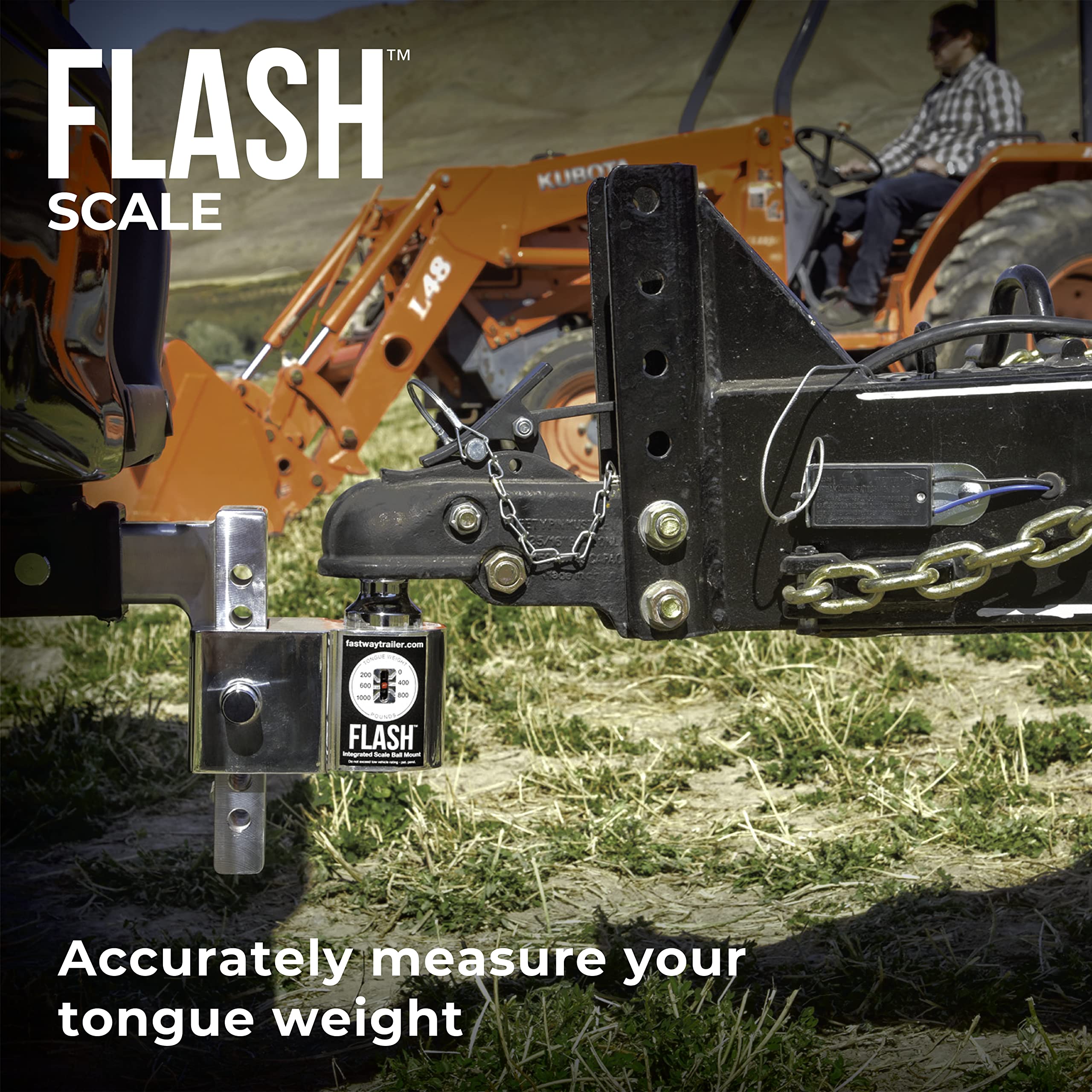 Fastway Flash Scale Ball Mount 48-00-8600 With 6 Inch Drop, 2 Inch Shank, And Chrome Plated Balls (6 Drop)