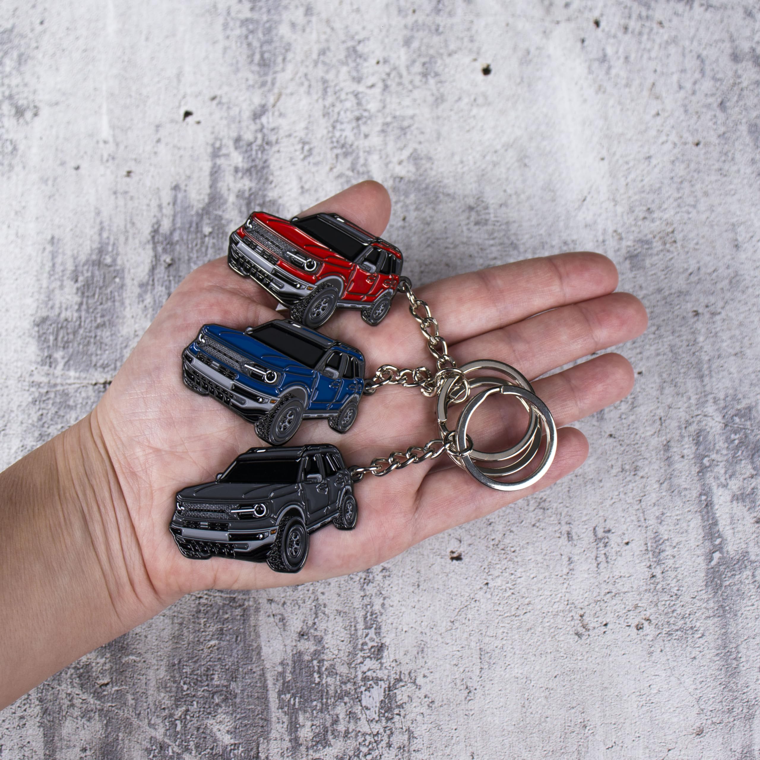 Four Wheel Beast Bronco Sport Keychain Compatible With Ford Bronco Accessories 2023 2024 4 Door Key Chain Fob Gift (Red)