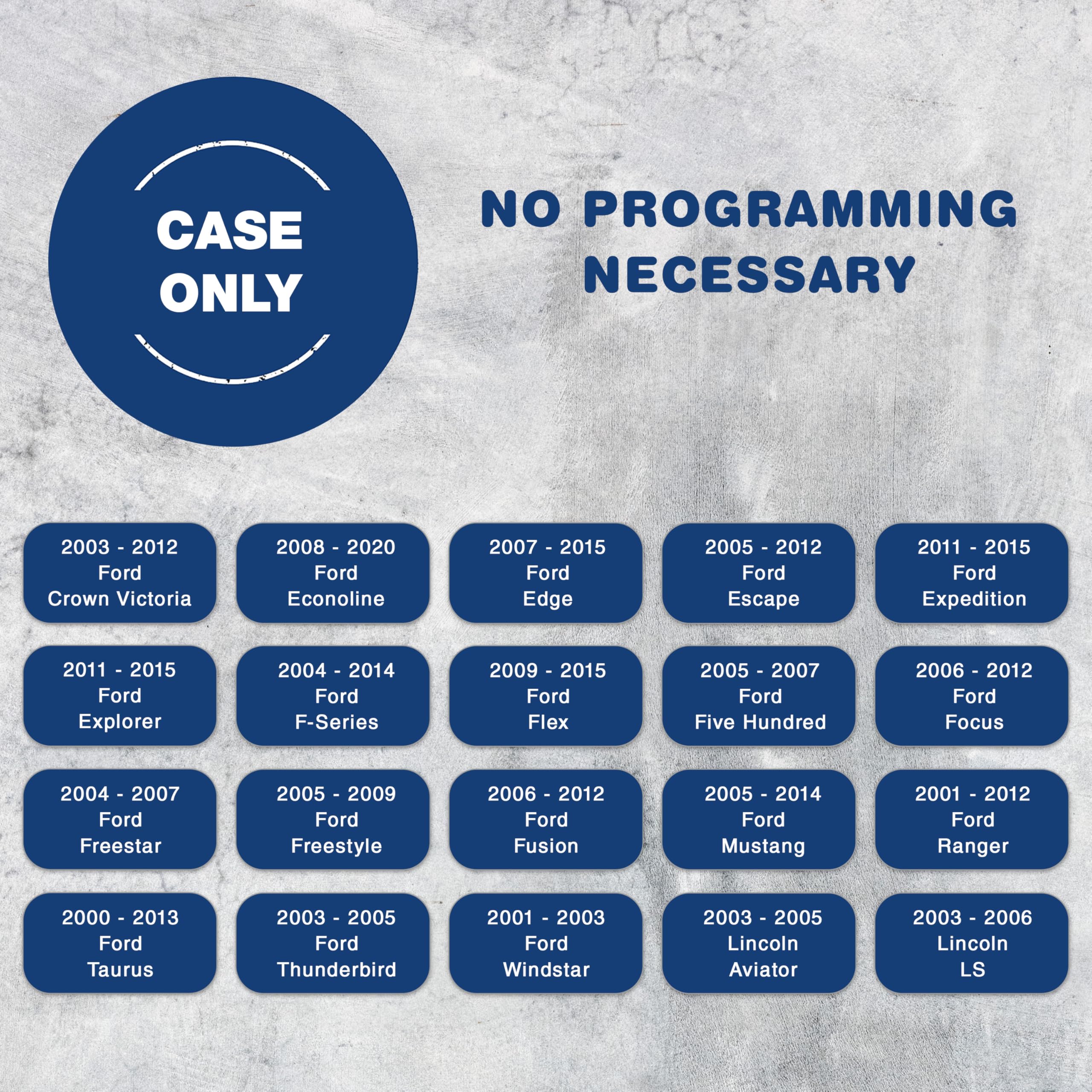 KeylessOption Just The Case Keyless Entry Remote Car Key Fob Shell Replacement - Black (Pack of 2)