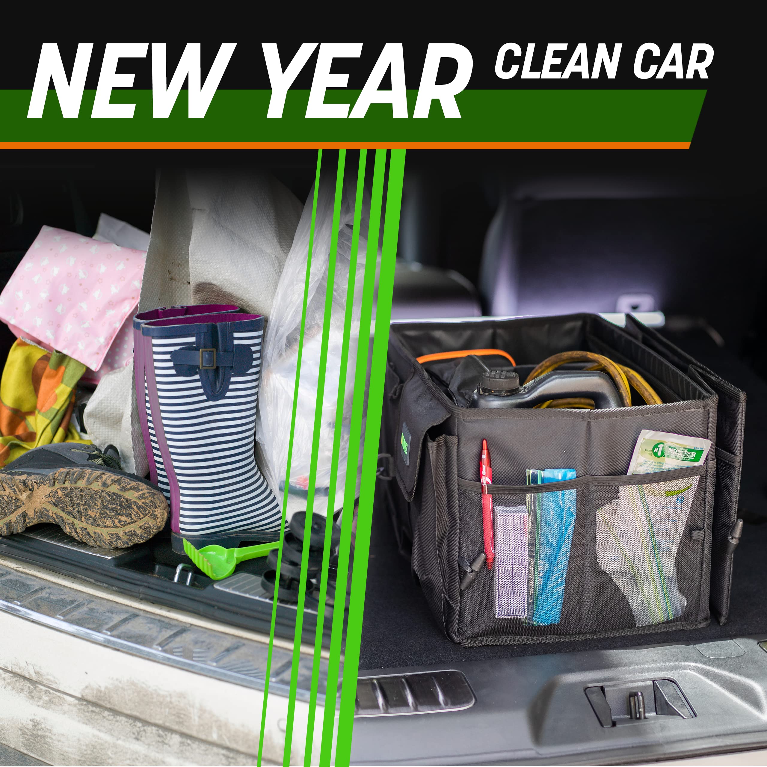 Drive Auto - Compact Car Trunk Organizer With Adjustable Straps - Grey