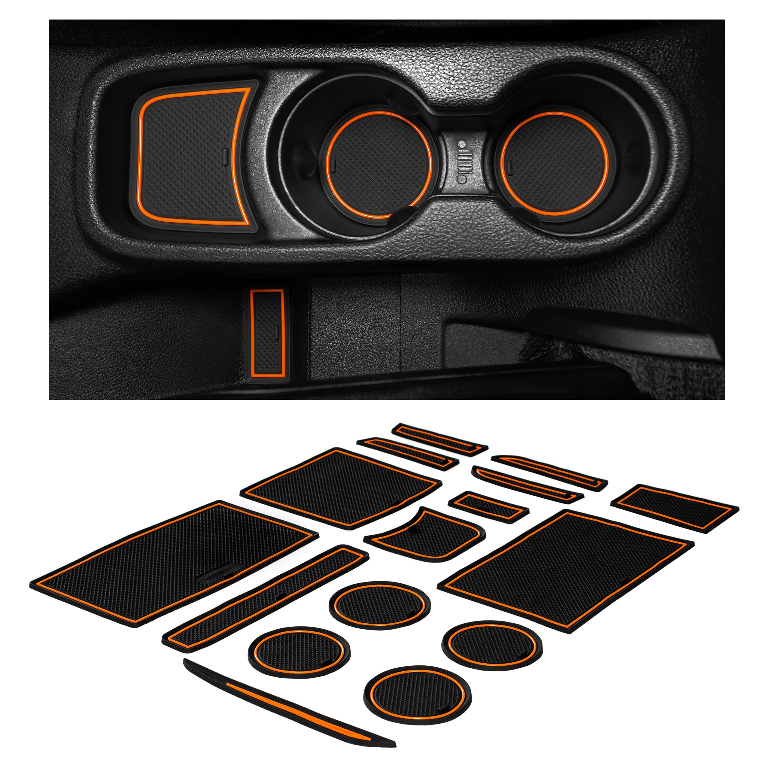 Cupholderhero Fits Jeep Wrangler Accessories 2011-2017 Premium Custom Interior Non-Slip Anti Dust Cup Holder Inserts, Center Con